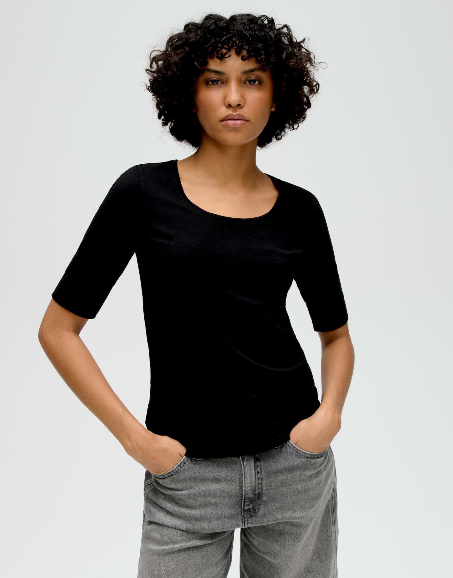 OPUS Kurzarmshirt Kurzarmshirt aus Jersey Slim Shirt aus Jersey