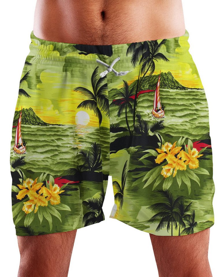 King Kameha Badeshorts Surf Funky Hawaii Bade-Shorts Mesh-Einsatz Verschluss Kordelzug Mit integriertem Mesh-Innenslip für extra Komfort