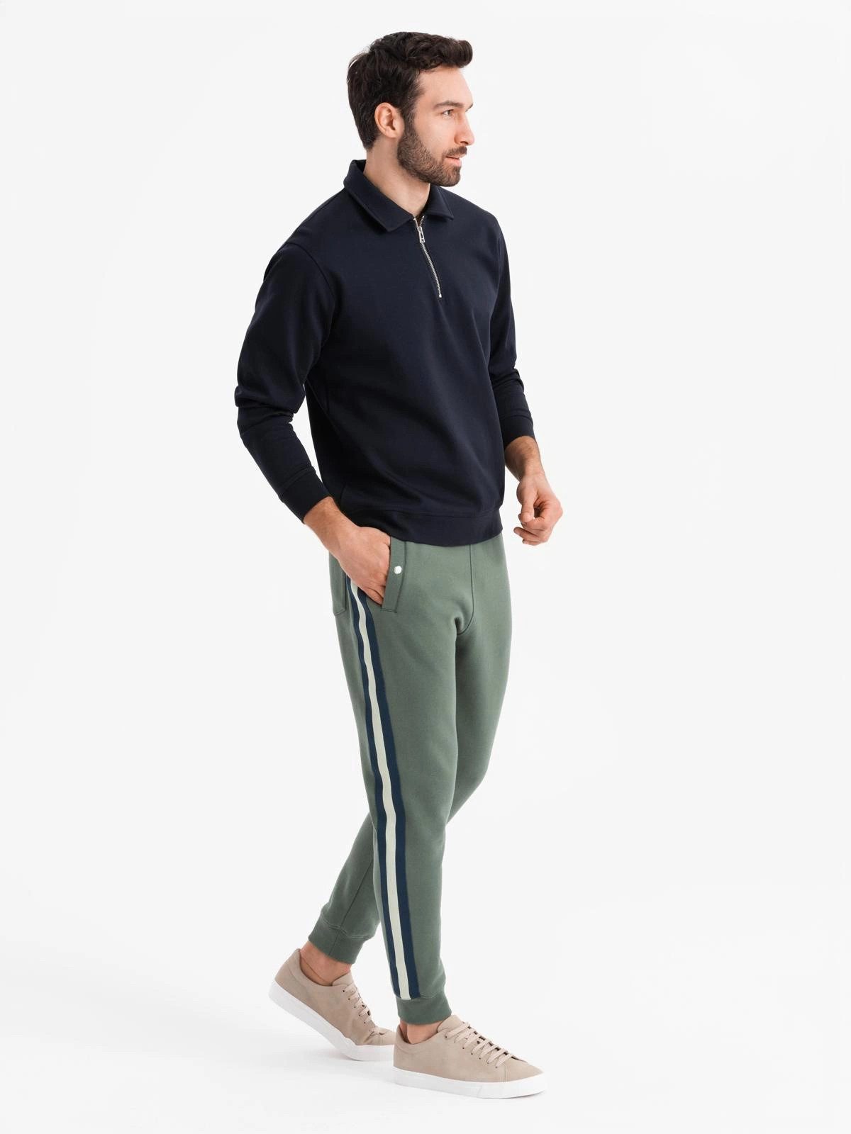 OMBRE Sweathose Sweatpants mit Paspeln und gerippten Beinen