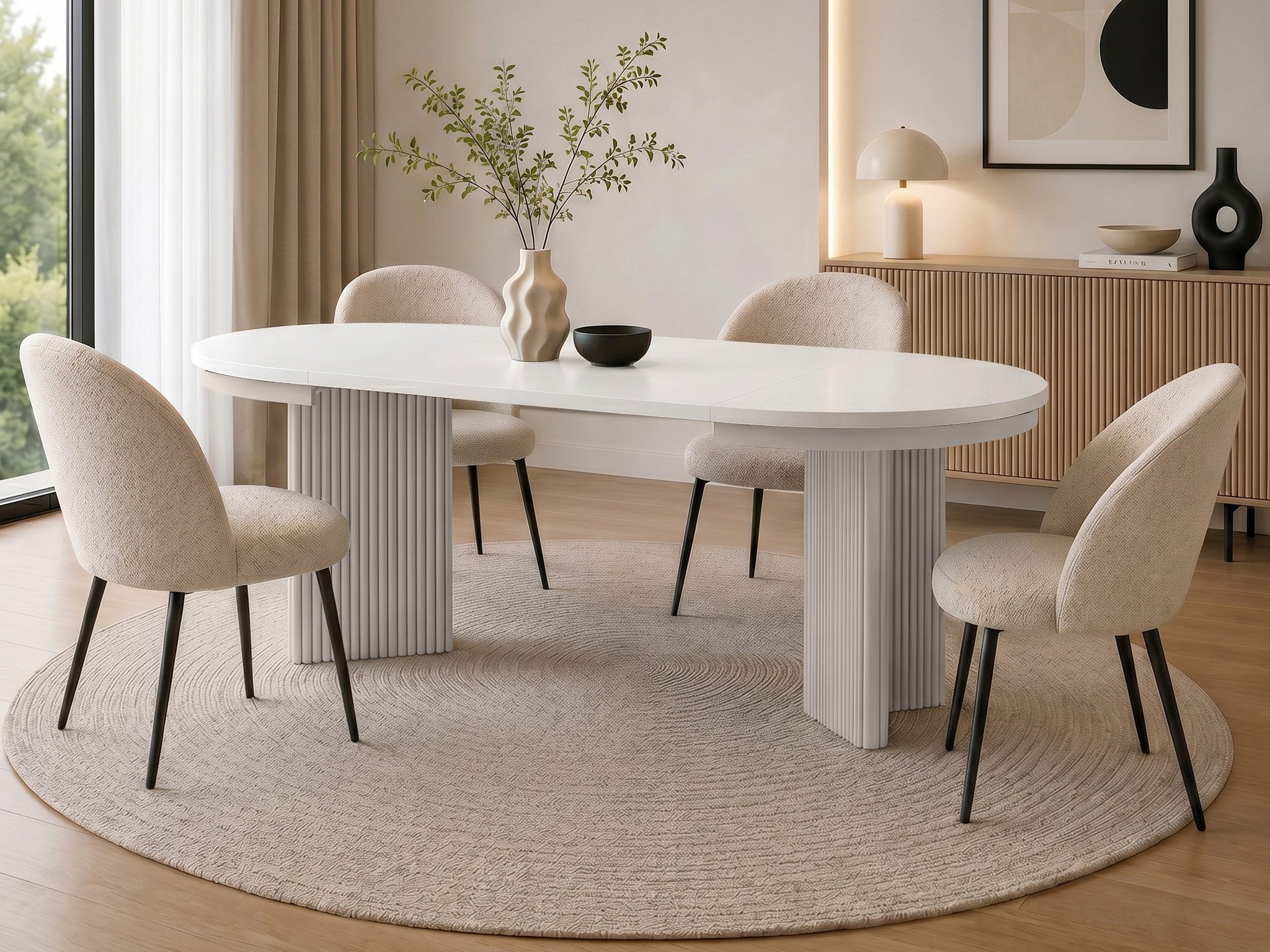 Beautysofa Esstisch PRESTIGE runder Design-Tisch ausziehbar Ø 100–180 cm oder Ø 120–200 cm (Metallbeinen, hitze- und verfärbung beständig), verschiedene Farben