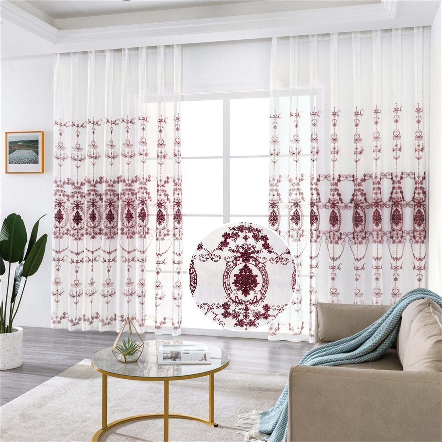 BYSURE Vorhang Blumen Stickerei Vorhänge (2 St), Ösen, transparent, Voile, günstig online kaufen