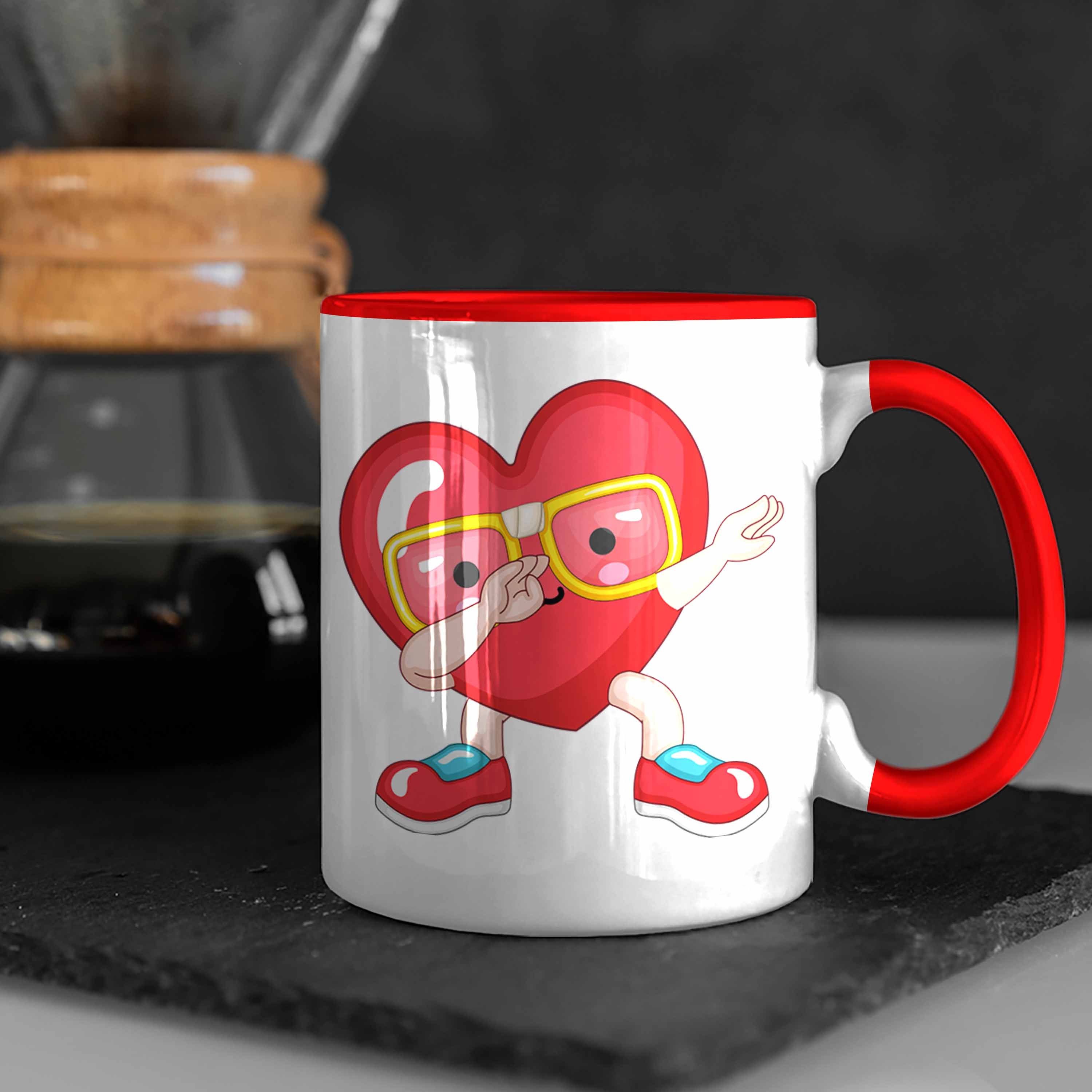 Geschenk Va zum für Herz-Grafik Tasse Freundin Romantisches Freund Rot mit Tasse Trendation