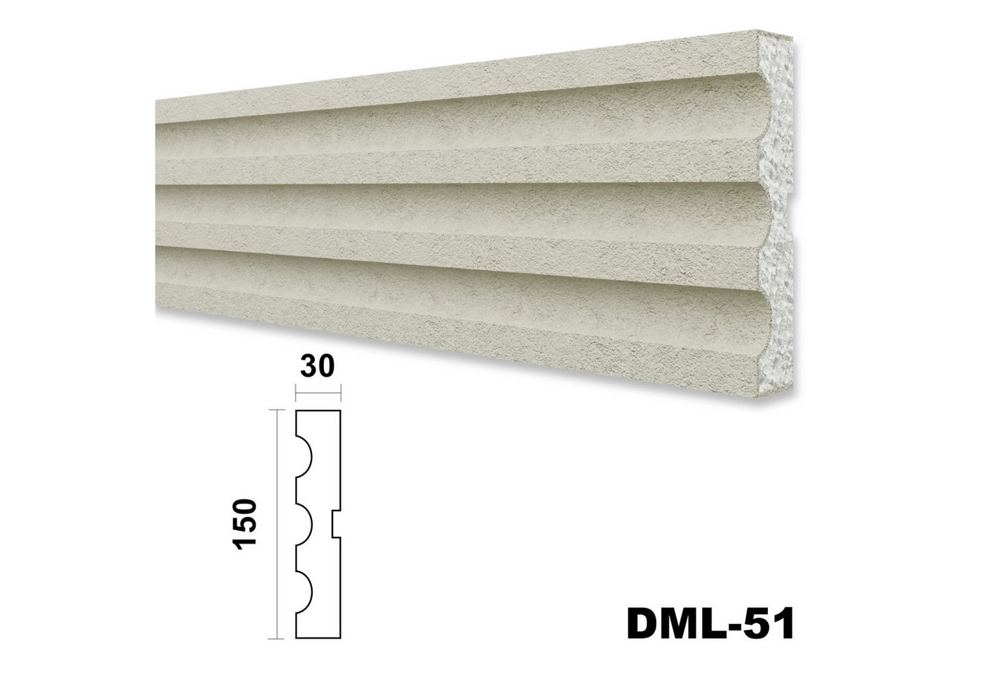 Thumbnail - Hexim Stuckleiste DML-51, 2 Meter / 1 Profil, Fassadenprofile Gesimsprofile Aussenfassade Fassadenstuck Fassadenelemente...