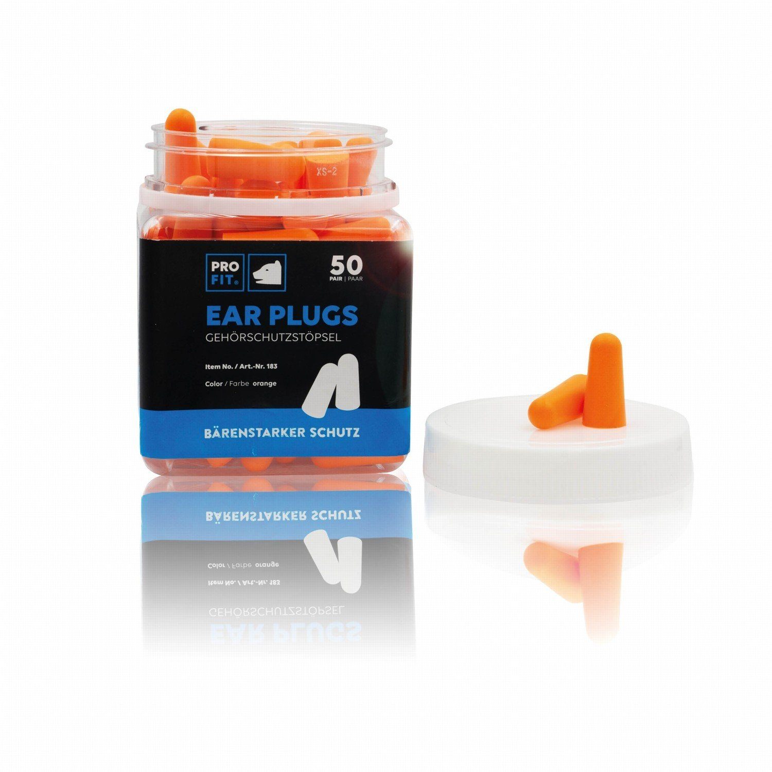 PRO FIT by Fitzner Gehörschutzstöpsel aus Soft-PU, Hörschutz, Earplugs zur Geräuschdämmung, Ohrstöpsel, Schallschutz, Lärmschutz, Hörschutz, 50 Paar