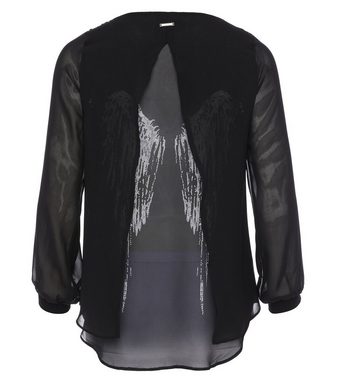 Sarah Kern Blusenshirt Longsleeve figurumspielend mit Perlen bestickt