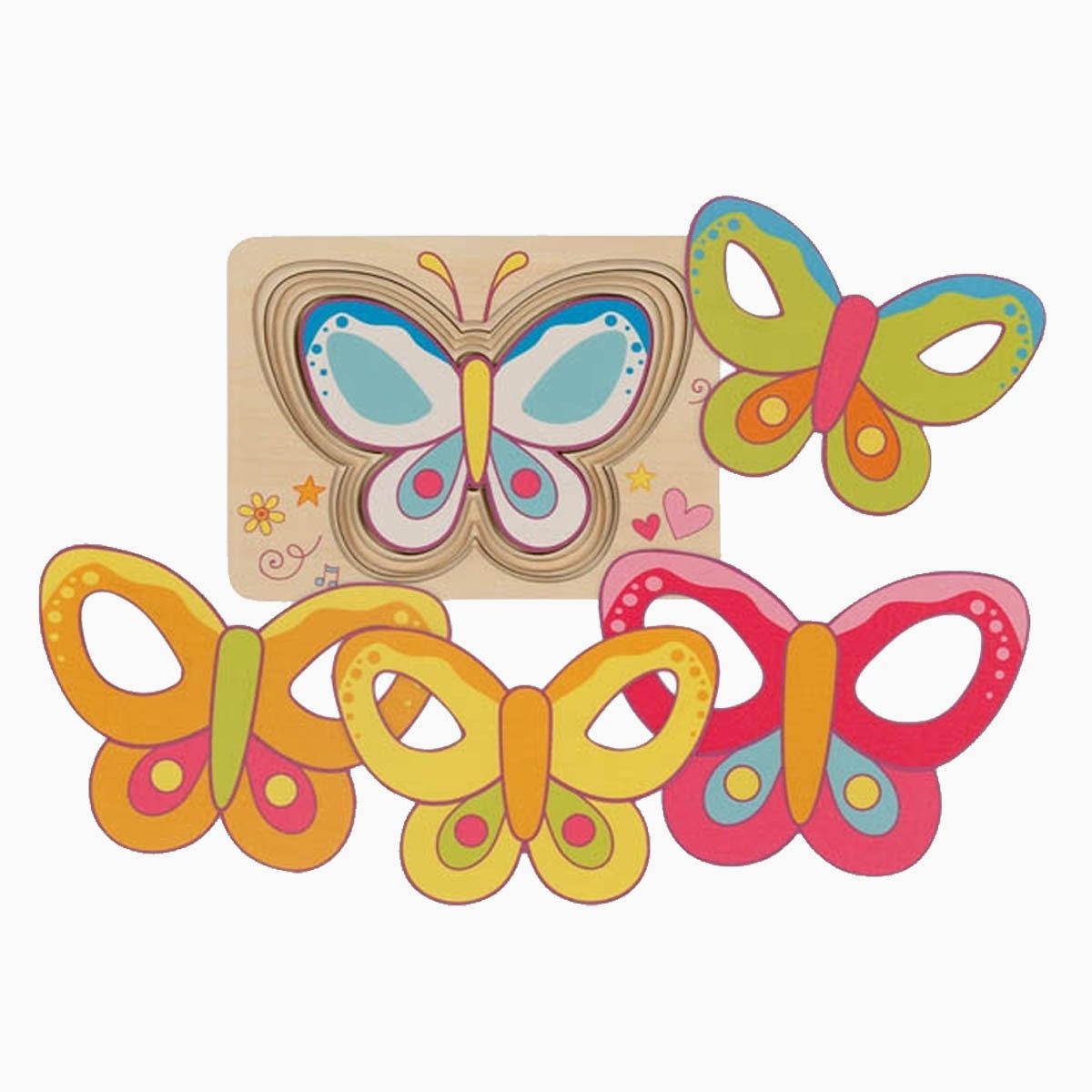 goki Lernspielzeug Schichtenpuzzle Schmetterling (Spar-Set, 5-St., packung), Begleiter für die ersten Lebensjahre