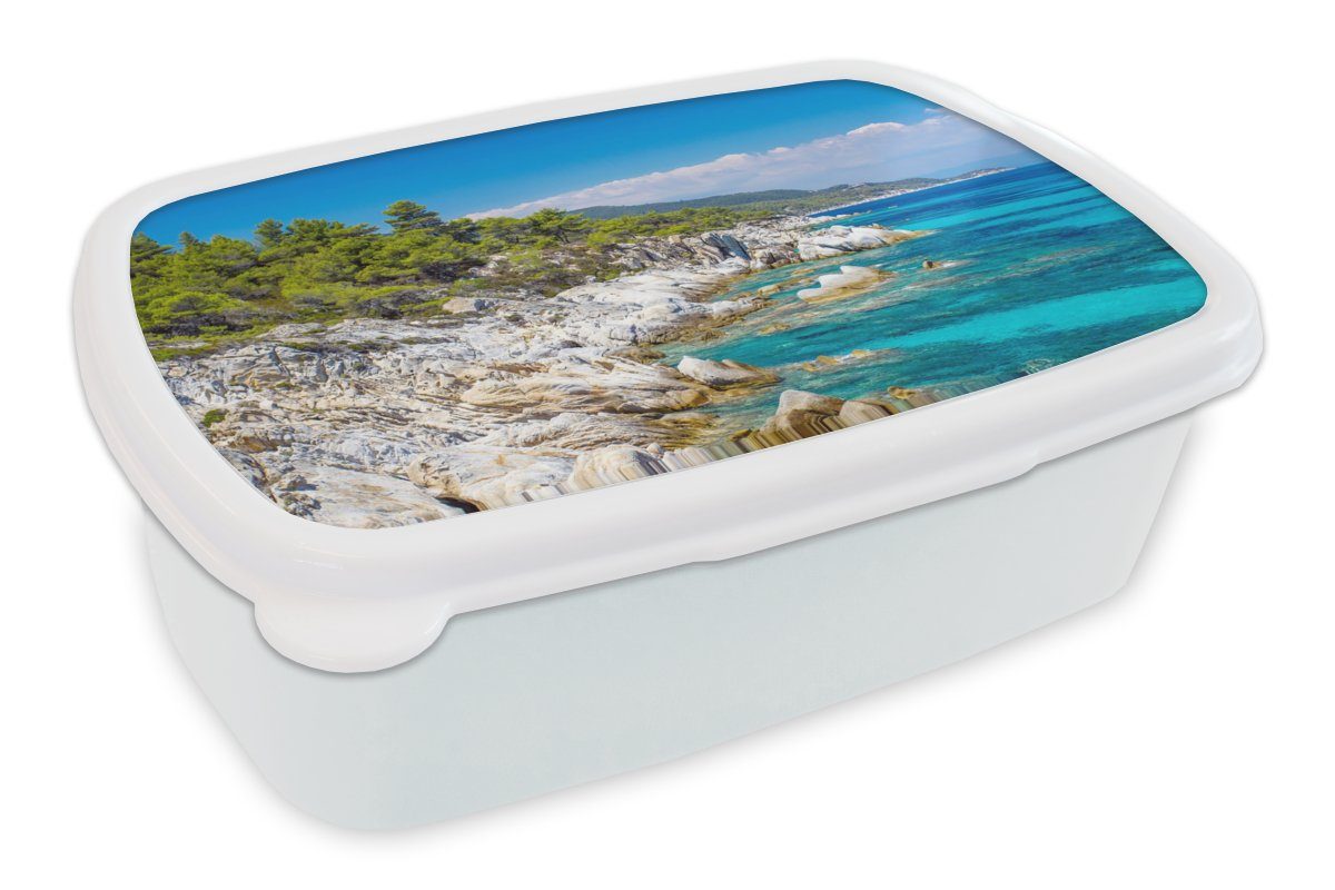 MuchoWow Lunchbox Meer - Sommer - Tropisch, Kunststoff, (2-tlg), Brotbox für Kinder und Erwachsene, Brotdose, für Jungs und Mädchen weiß