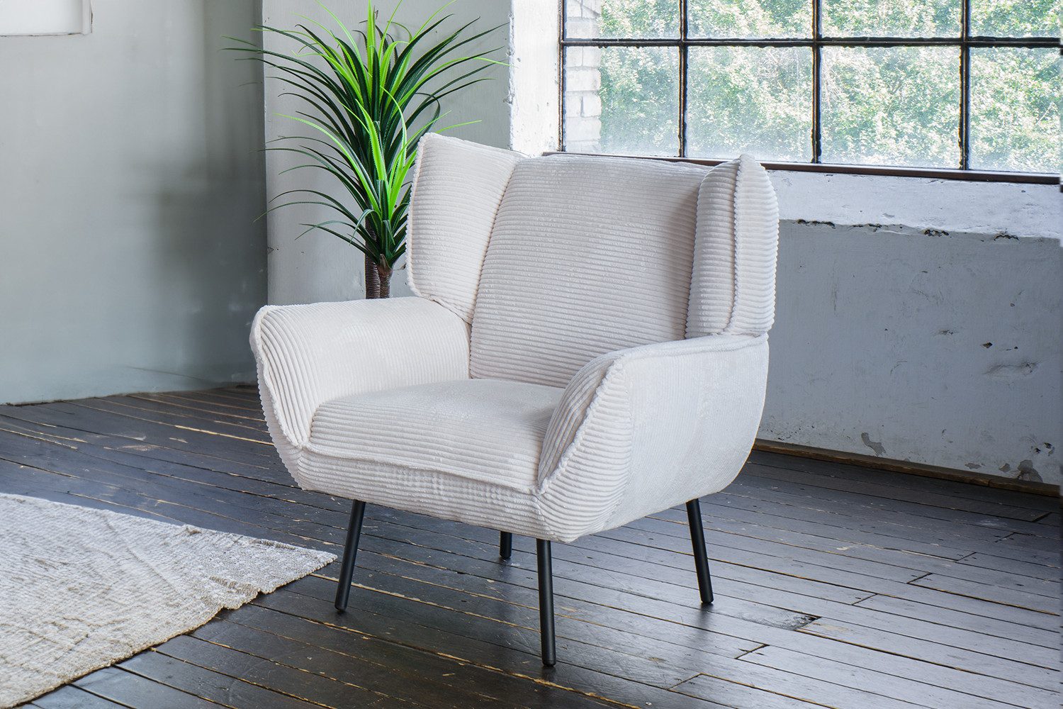 KAWOLA Relaxsessel CALLA, Sessel Cord cremeweiß