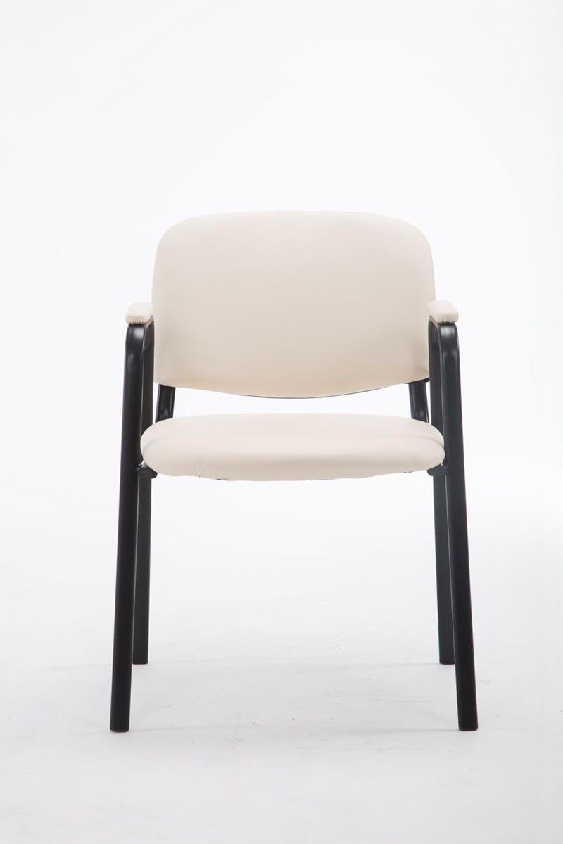 TPFLiving Besucherstuhl Keen mit (Besprechungsstuhl Messestuhl), Metall creme Konferenzstuhl Warteraumstuhl hochwertiger - schwarz Gestell: - - Polsterung - Sitzfläche: Kunstleder