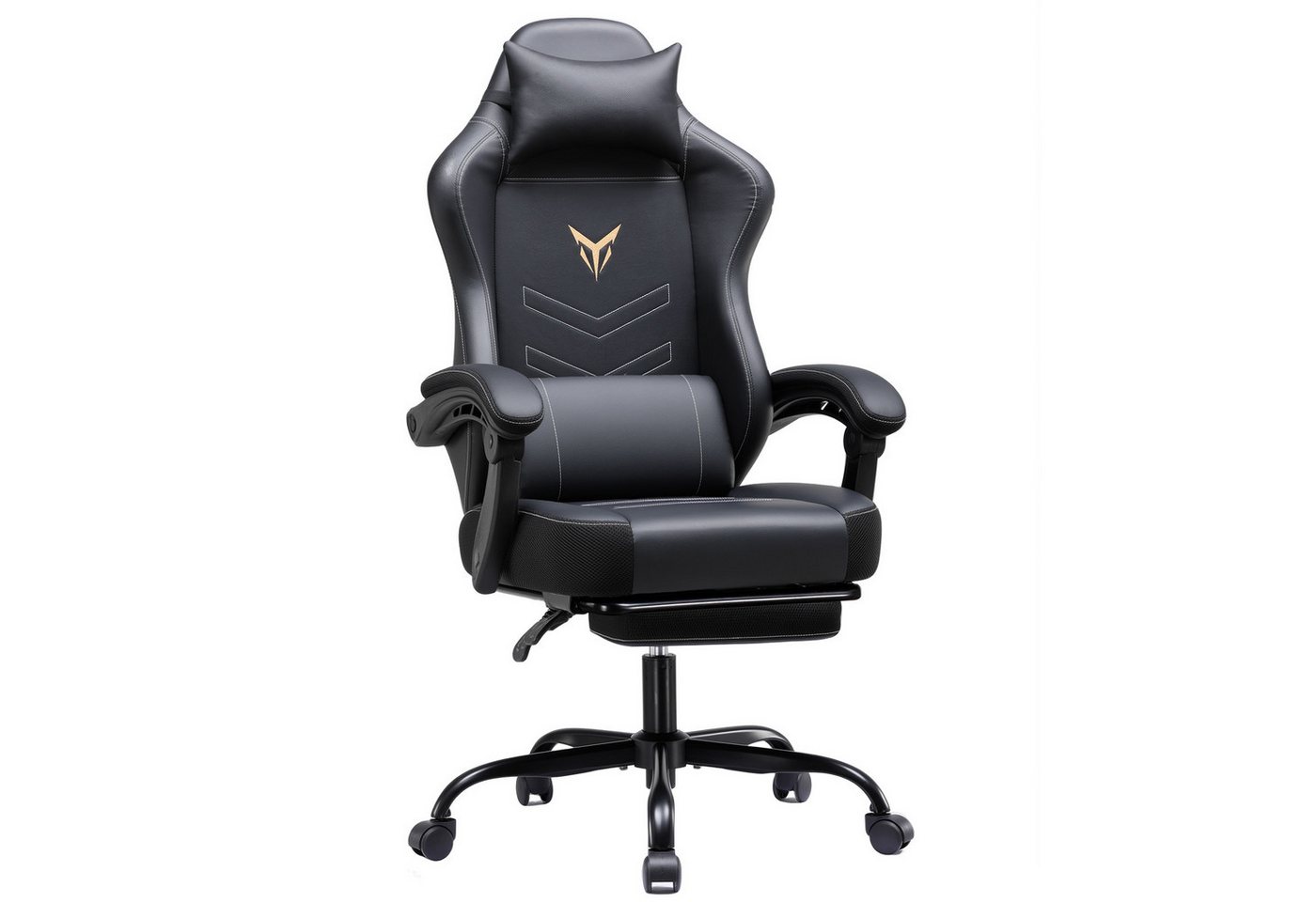 GTPLAYER Gaming-Stuhl ergonomischer Bürostuhl Gamer Sessel 150KG, Mit Fußstütze und Verbindungsrmlehne höhenverstellbar Kopfstütze