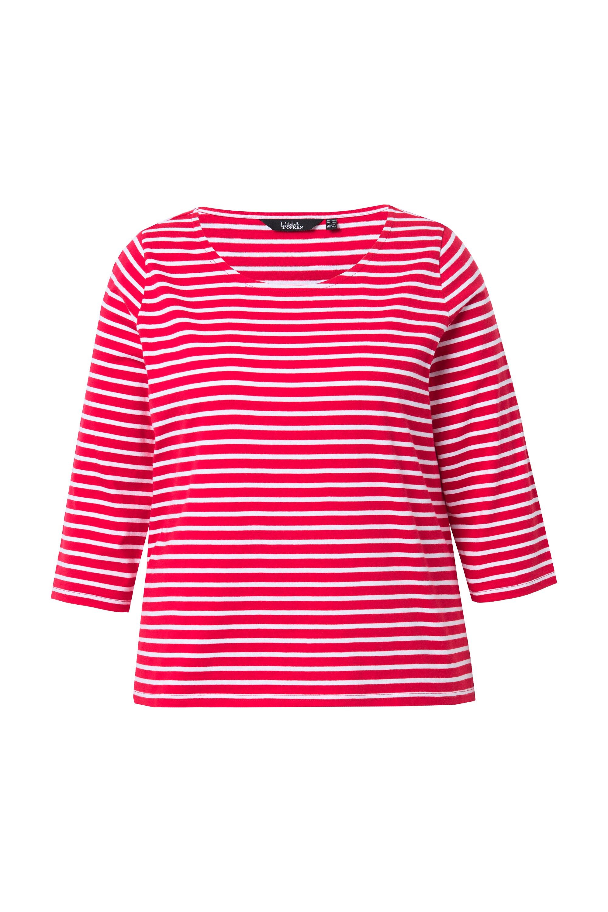 Ulla Popken T-Shirt Ringelshirt Classic Fit Rundhals 3/4-Arm günstig online kaufen