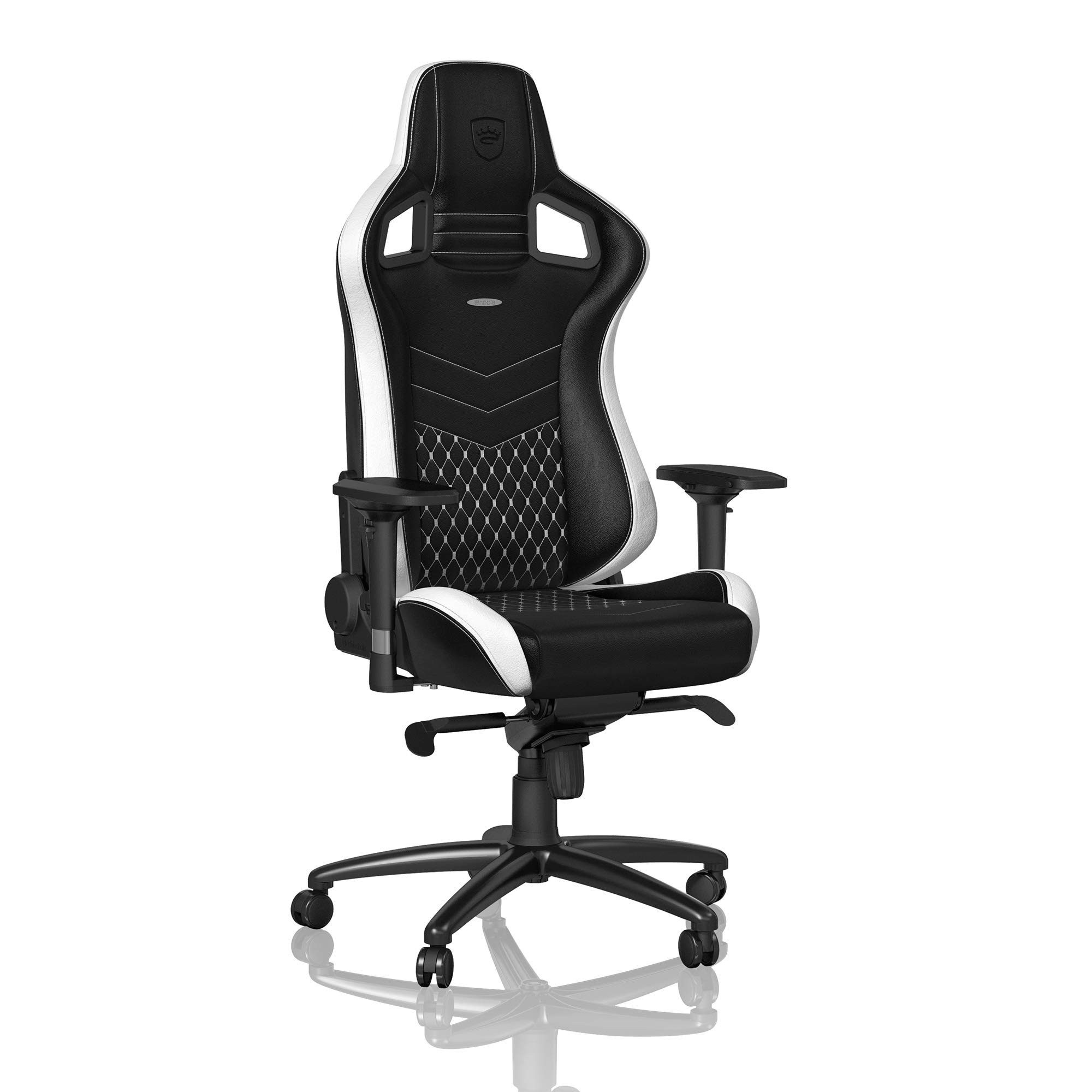 Noblechairs Gaming-Stuhl noblechairs EPIC Echtleder Gaming Stuhl - schwarz/weiß/rot
