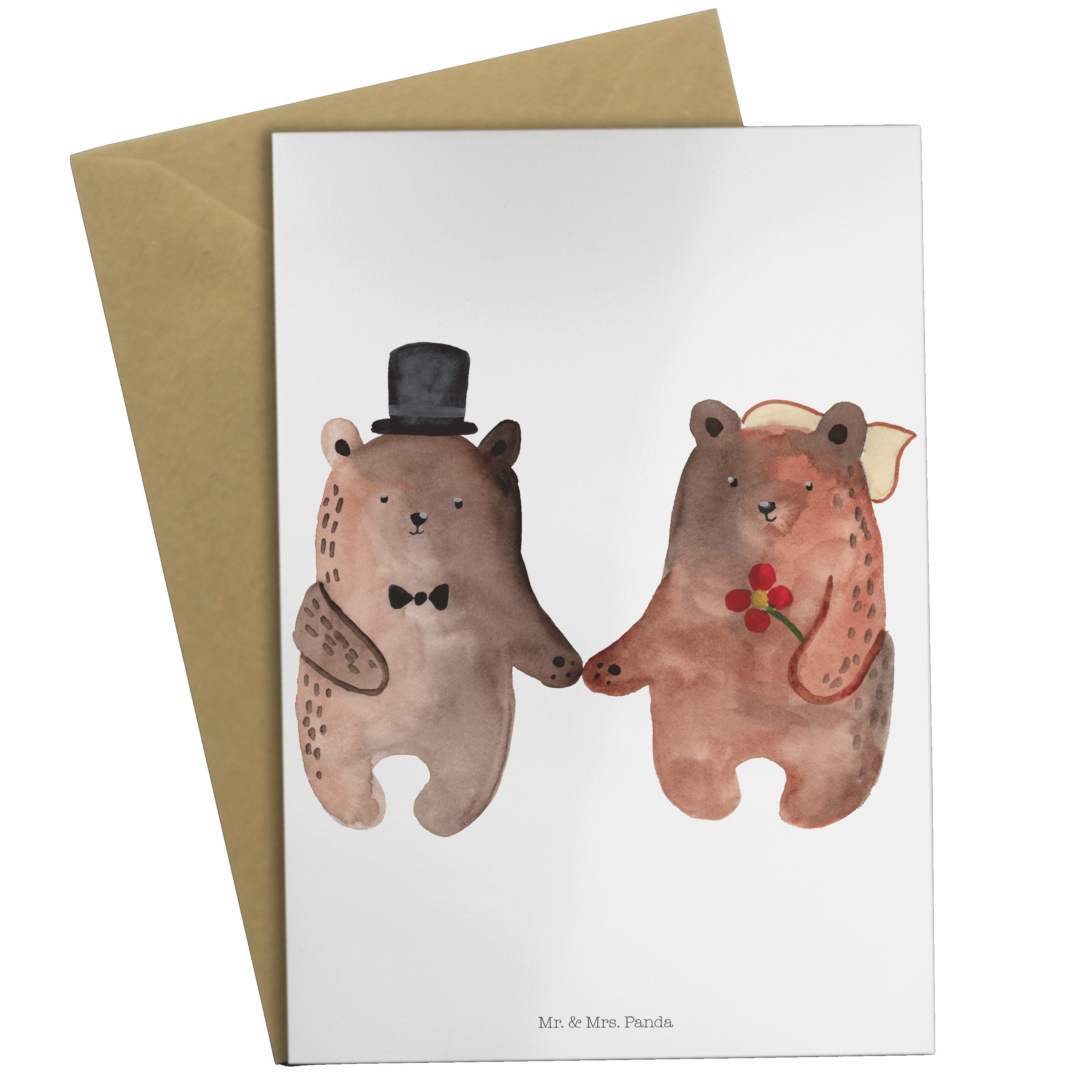 Mr. & Mrs. Panda Grußkarte »Bär Heirat Weiß Geschenk, Teddy