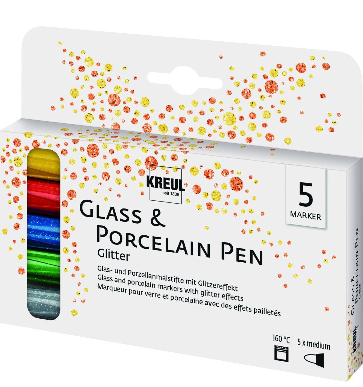 Bastelfarbe Kreul Porzellan- und Glasmaler glitter 5er Set