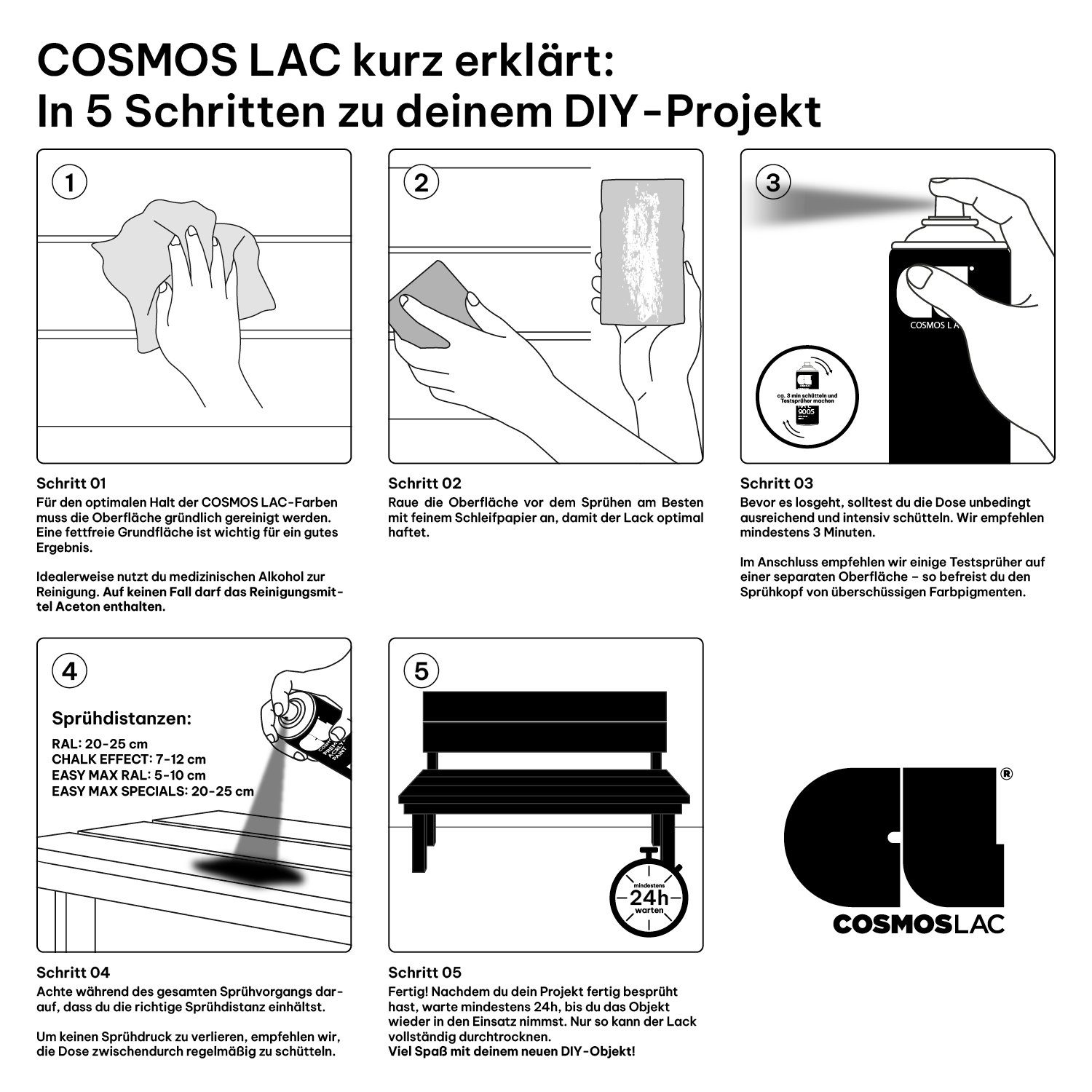COSMOS LAC Sprühflasche Sprühlack Spraydose DIY, Sprühfarbe Acryl Spray, Farbspray Lackspray – Bild 4 von 5