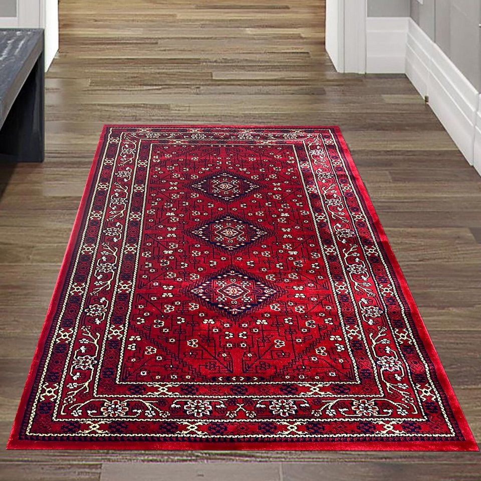 Teppich Eleganter Orientteppich, Blumen Muster, in rot, Teppich-Traum,  rechteckig, Höhe: 13 mm