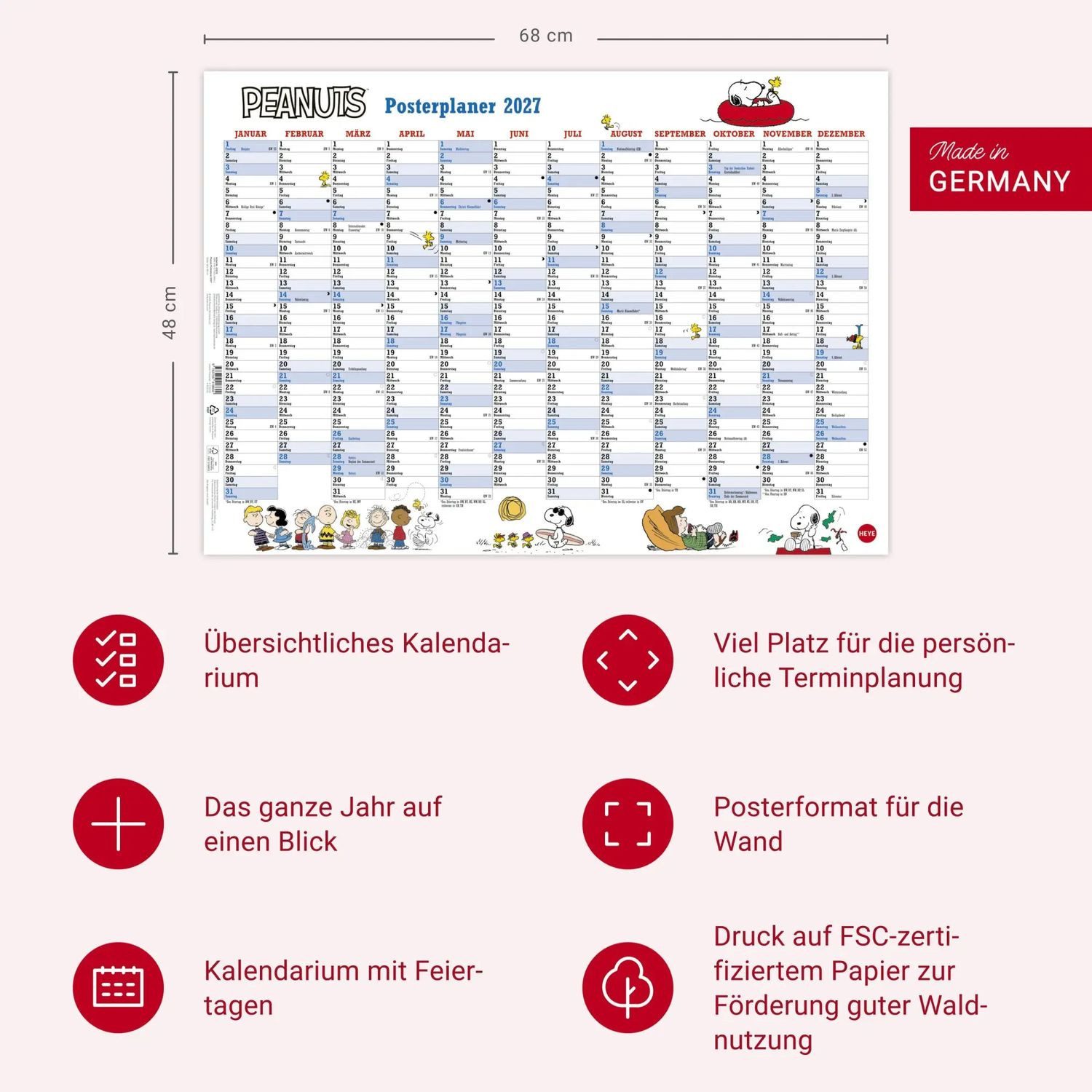 HEYE Wandkalender Peanuts Posterplaner 2027