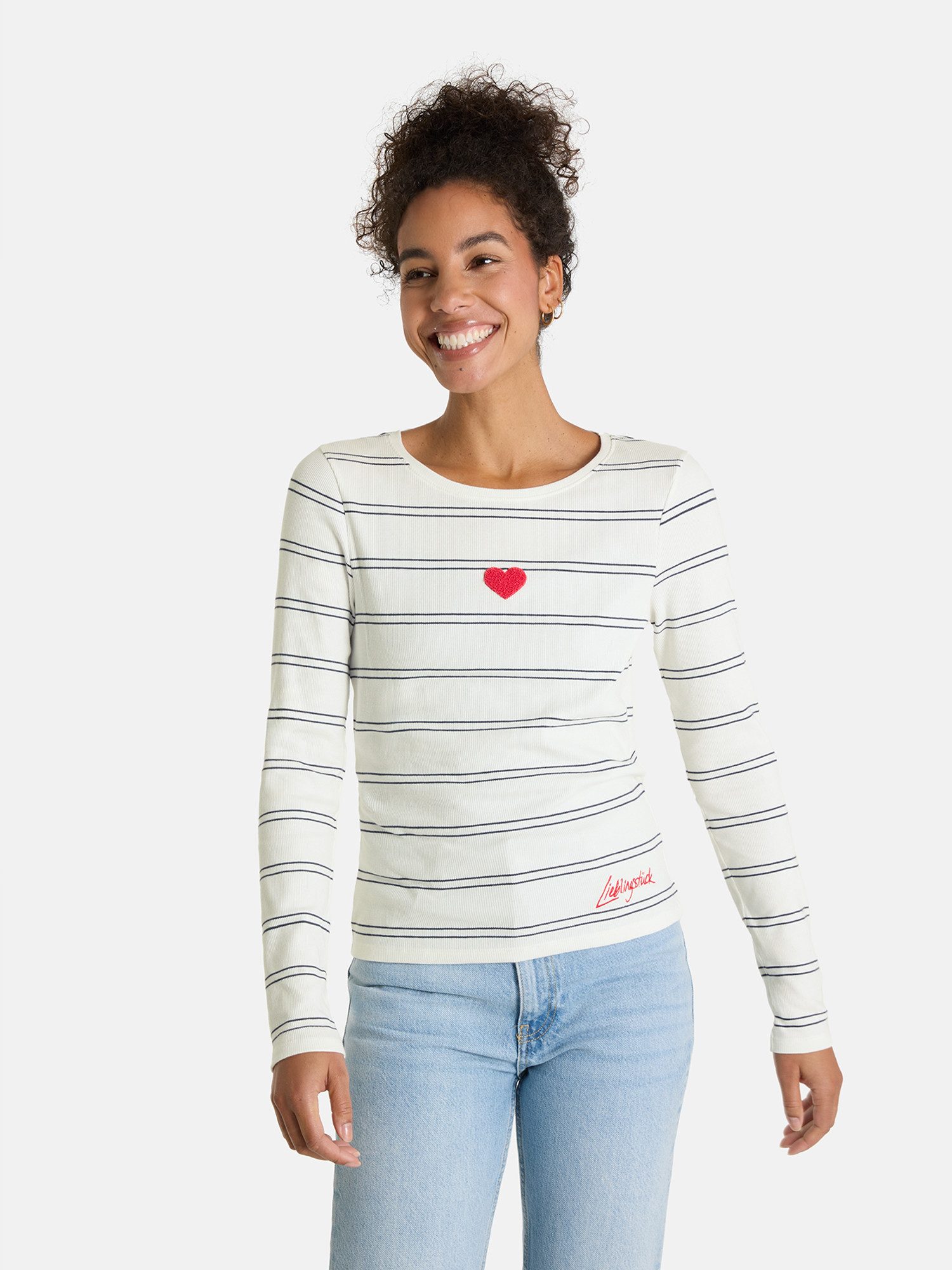 Lieblingsstück Langarmshirt SinaL mit Herzmotiv und Streifen günstig online kaufen
