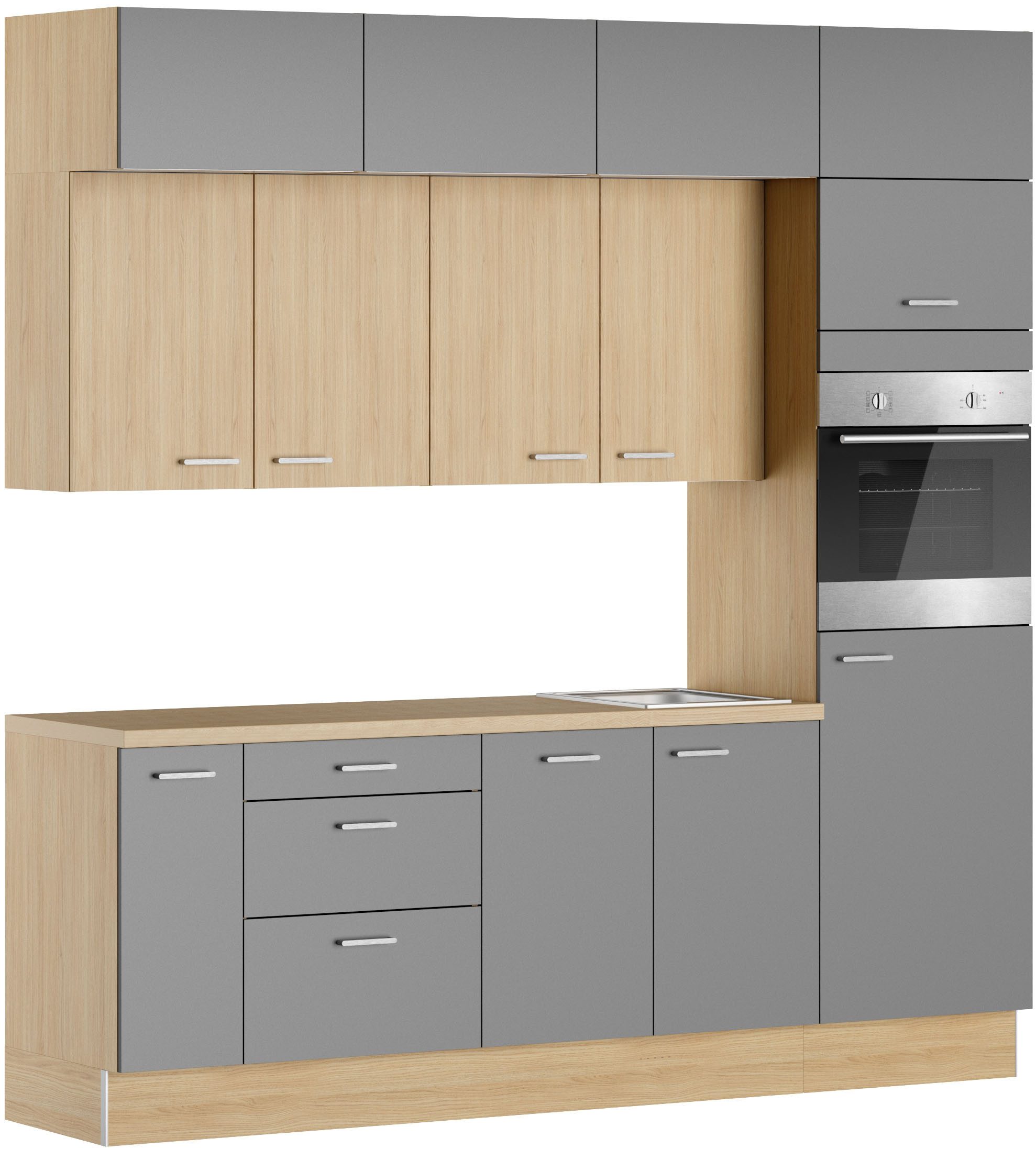 KOCHSTATION Küchenzeile KS-Lucy, Breite 240 cm, Soft-Close, inkl. Zubehör, wahlweise mit Geschirrspüler