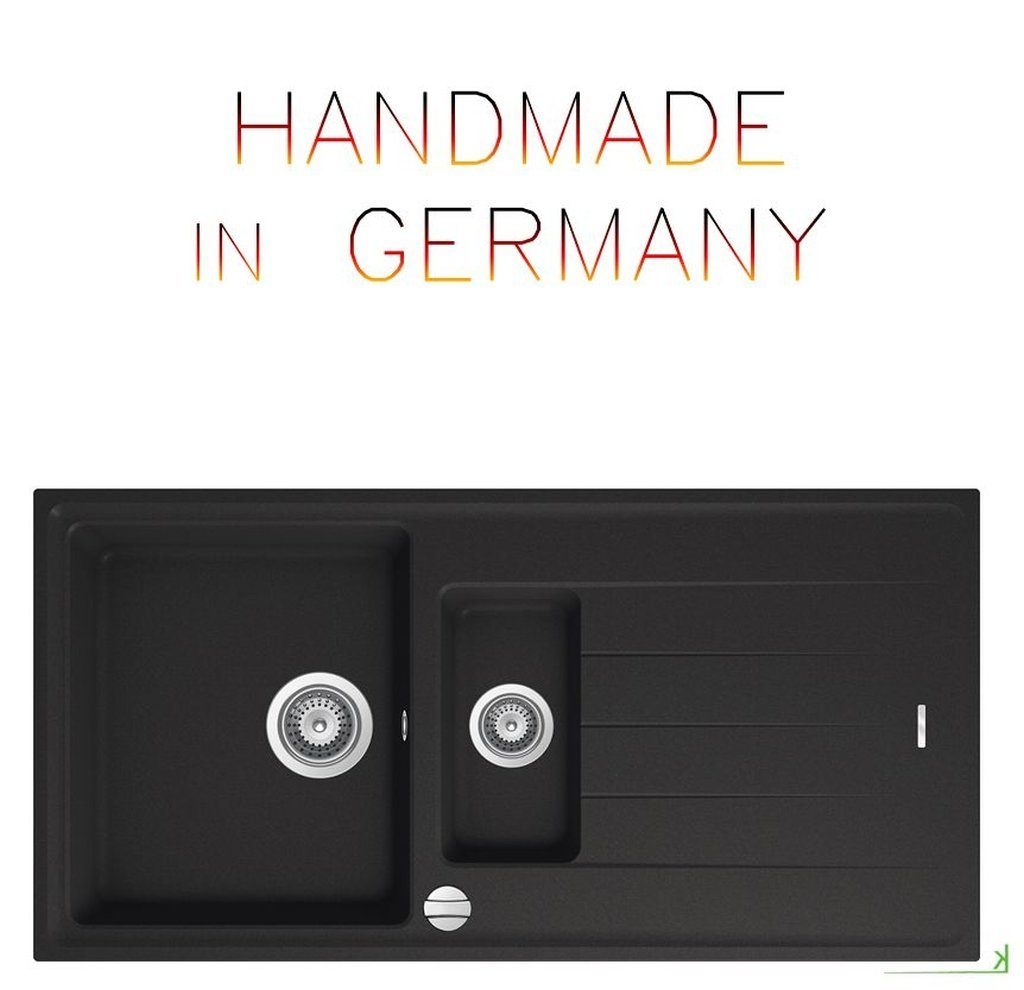 Victory Granitspüle schwarze Granitspüle Victory 100x50 cm - ab 60er Unterschrank