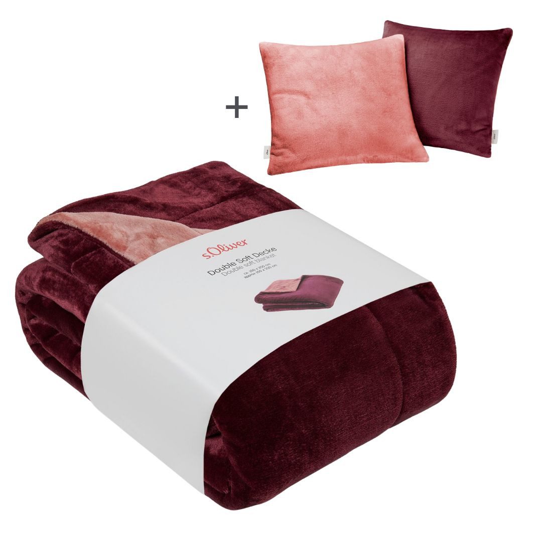 Wohndecke Doublesoft, Kuscheldecke, Deal, Kissen geschenkt!, s.Oliver, Kuscheldecke 150x200 cm, GRATIS-Zugabe:2x Kissenhülle (Reißverschluss)