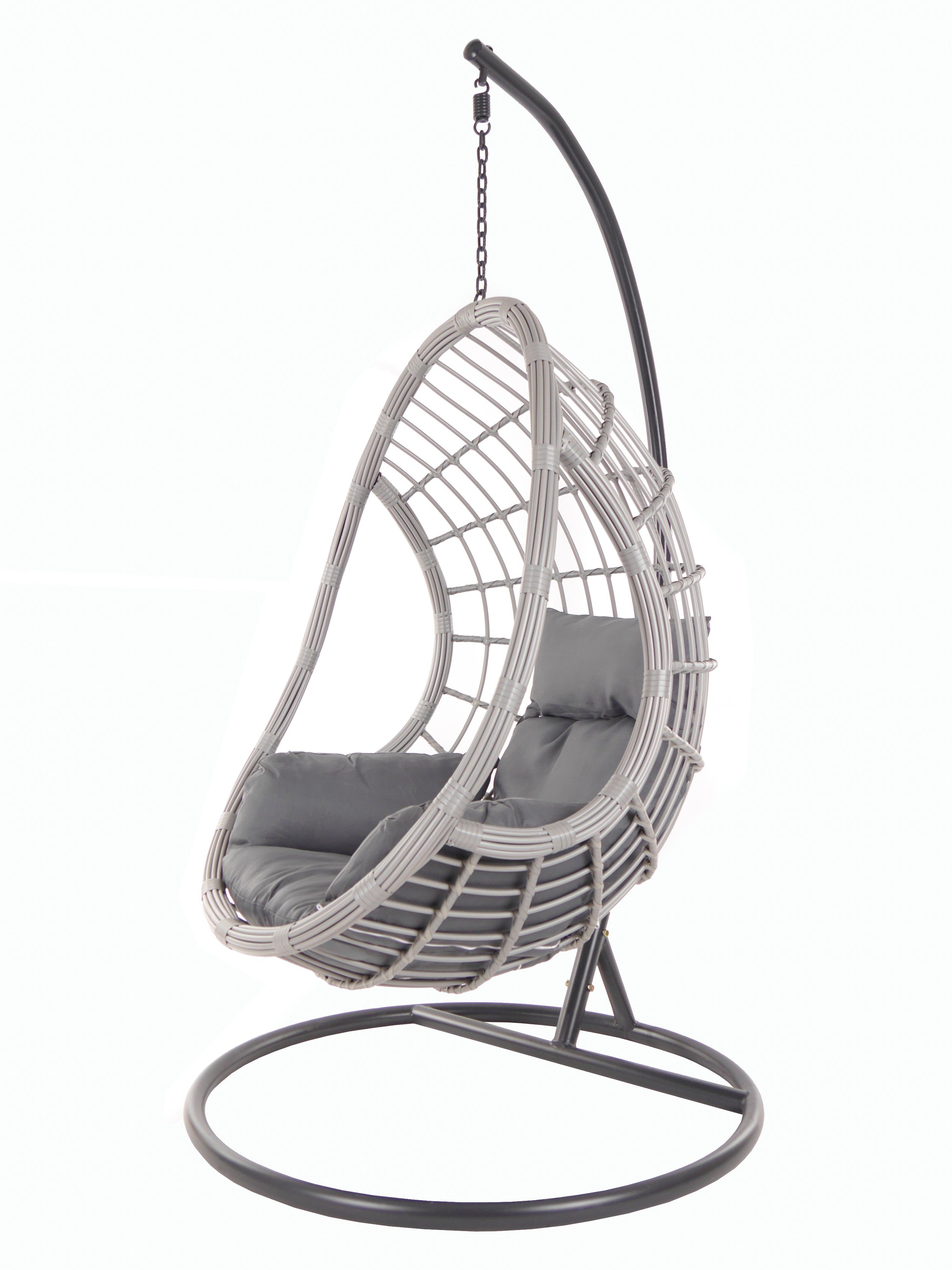 KIDEO Hängesessel PALMANOVA lightgrey, Schwebesessel mit Gestell und Kissen, Swing Chair, Loungemöbel