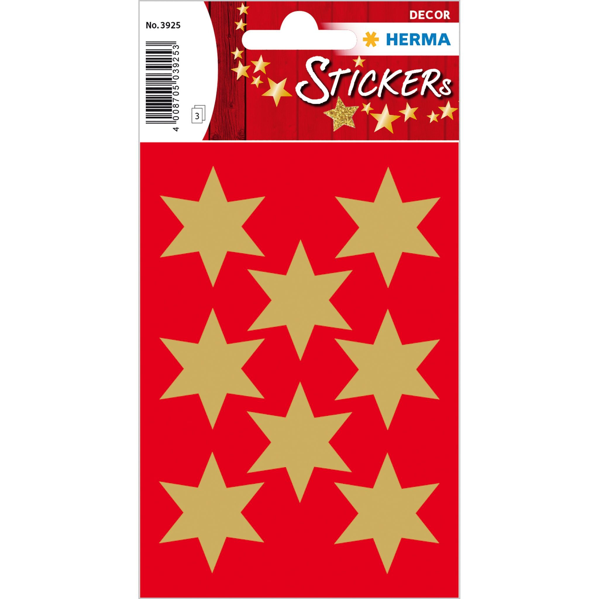 HERMA Sticker Herma Sticker DECOR Weihnachten Sterne gold Ø 33 mm 3 Bl