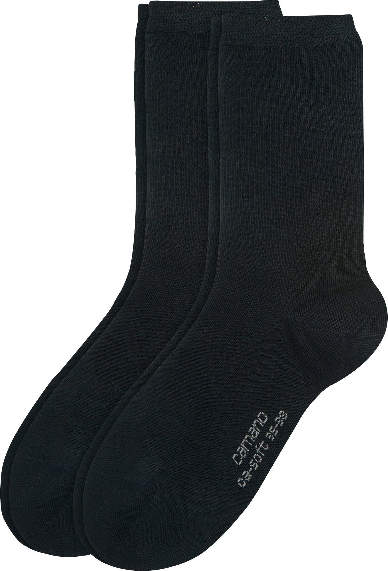 Camano Socken Damen-Socken 2 Paar Uni schwarz