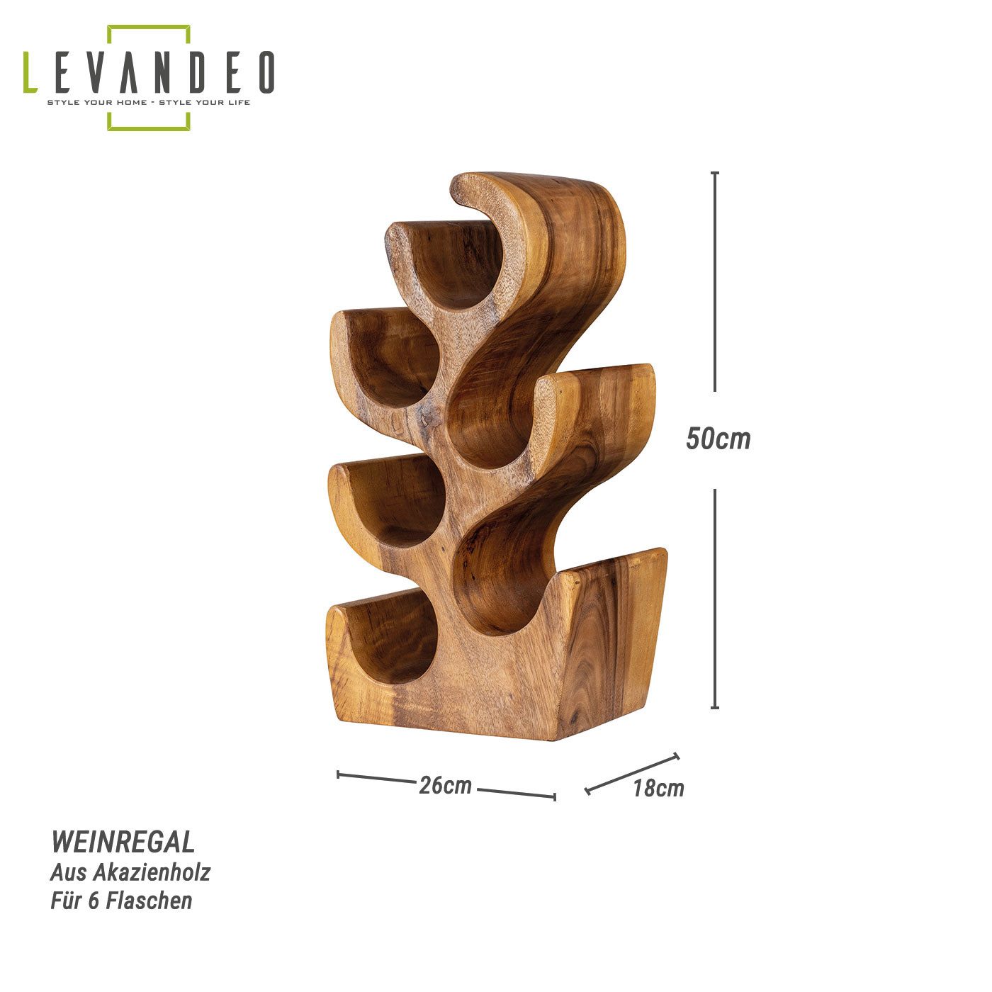 Levandeo® Weinflaschenhalter, Weinflaschenhalter Akazie 50cm Hoch Akazienho günstig online kaufen