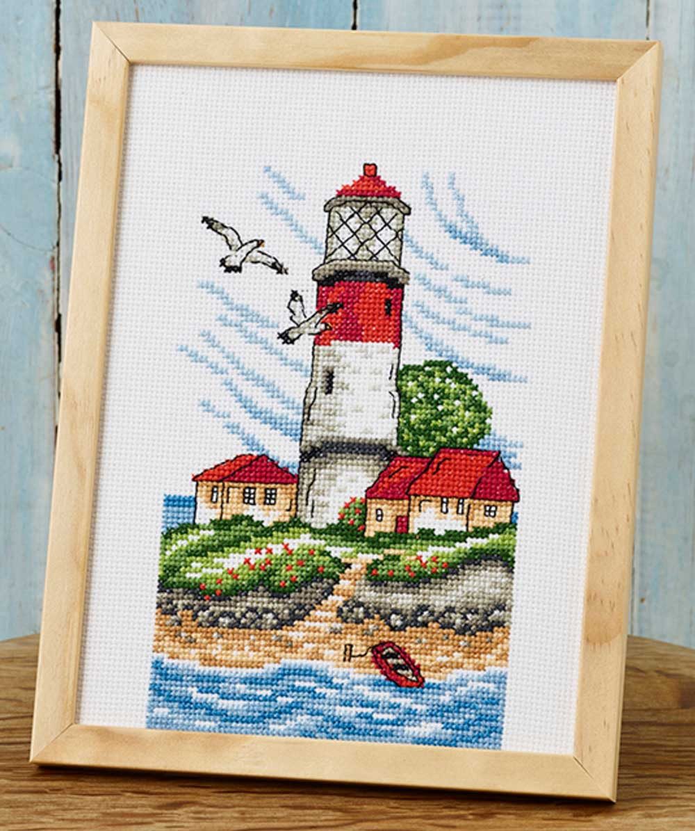 Permin Kreativset Kit per punto croce Permin "Faro sull'isola", 18x24 cm, (embroidery kit by Marussia)