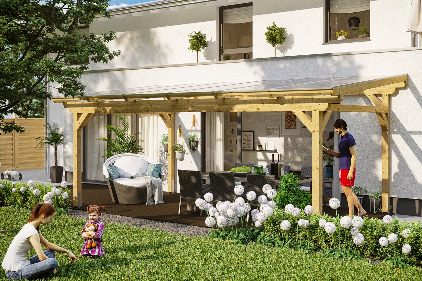 Thumbnail - Skanholz Terrassendach Sanremo, BxT: 648x250 cm, Bedachung Doppelstegplatten, Leimholz