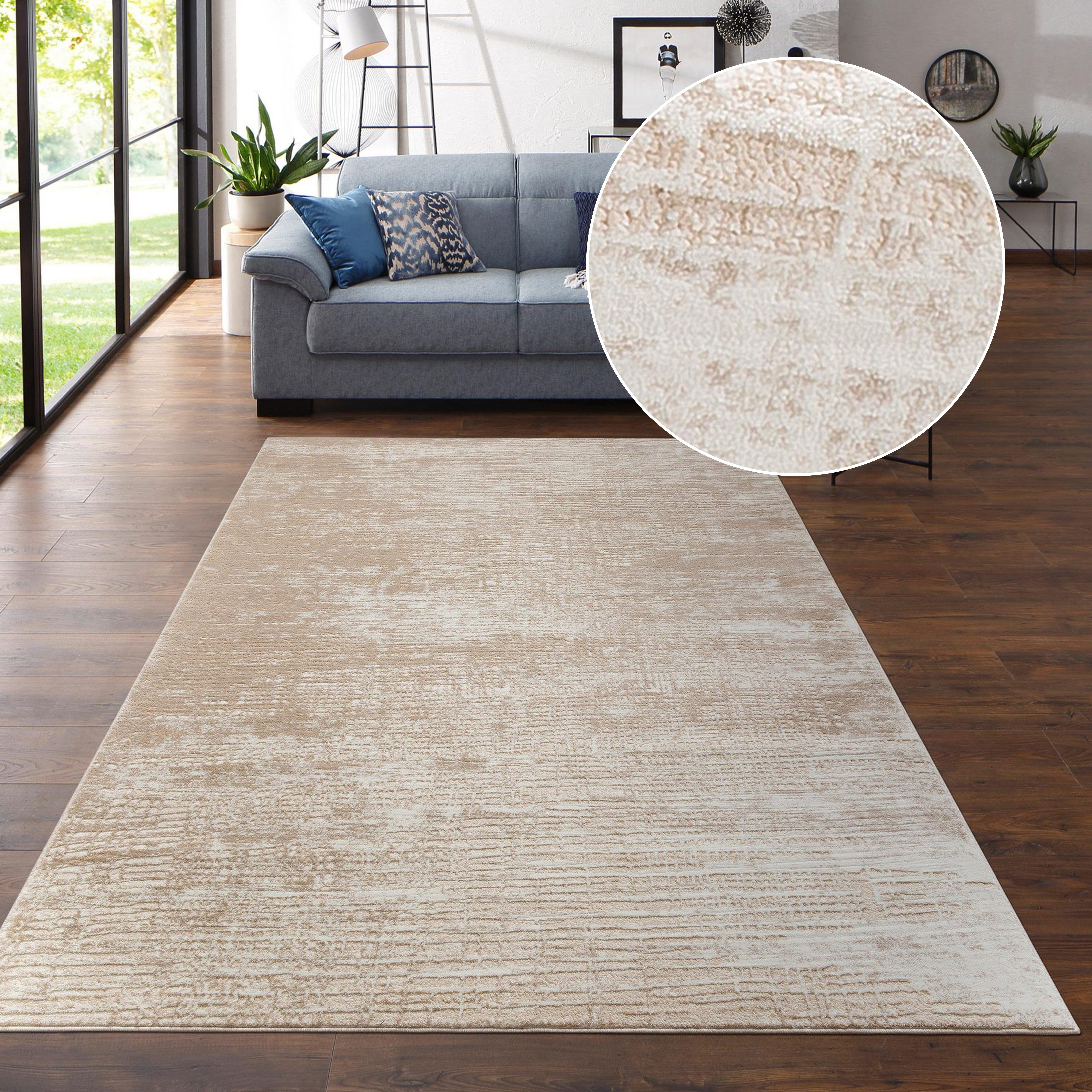 my home Teppich Ariano, dezenter Glanz mit Hoch-Tief-Struktur, rechteckig, Höhe: 12 mm, Vintage Design, Schrumpf Carving-Effekt, Wohnzimmer, Schlafzimmer