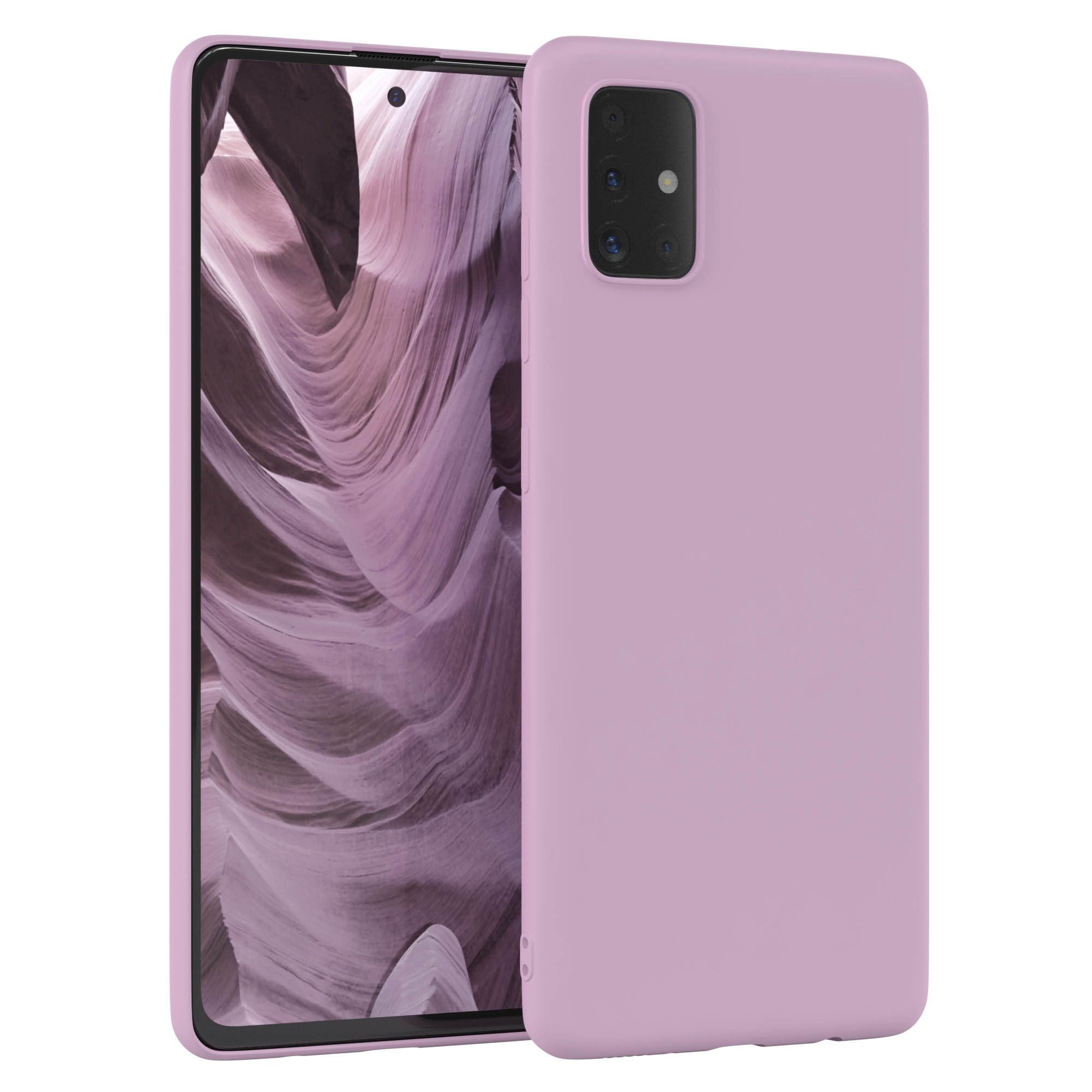 EAZY CASE Handyhülle für Samsung Galaxy A51 Hülle Silikon 6,5 Zoll, Hülle mit Kameraschutz handycover Soft Smart Slimcover Lila / Flieder