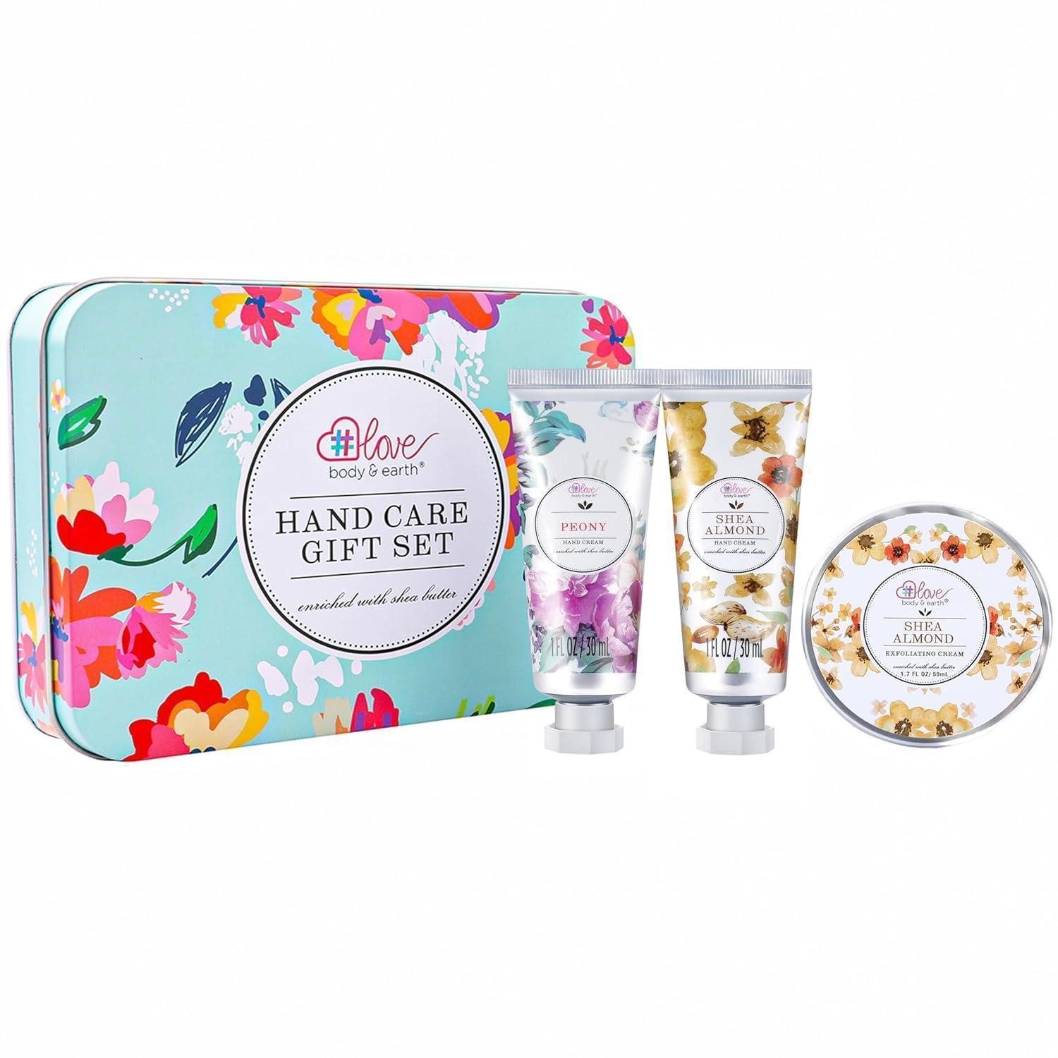 LuxusKollektion Handpflege-Set Handcreme Geschenkset Rosen Lavendel Jasmin Peeling Muttertagsgeschenk