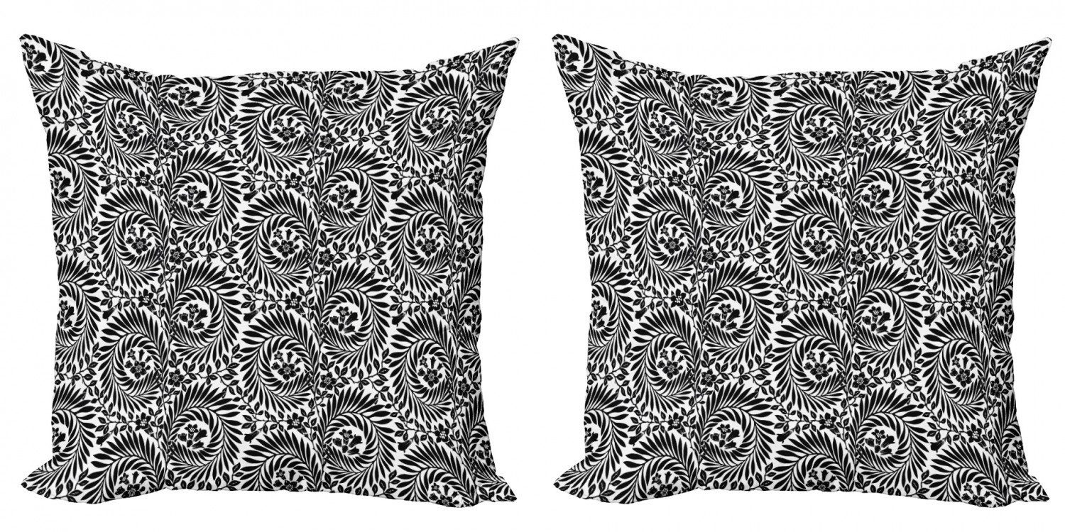 Kissenbezüge Modern Accent Doppelseitiger Digitaldruck, Abakuhaus (2 Stück), Schwarz und weiß Foliage Victorian
