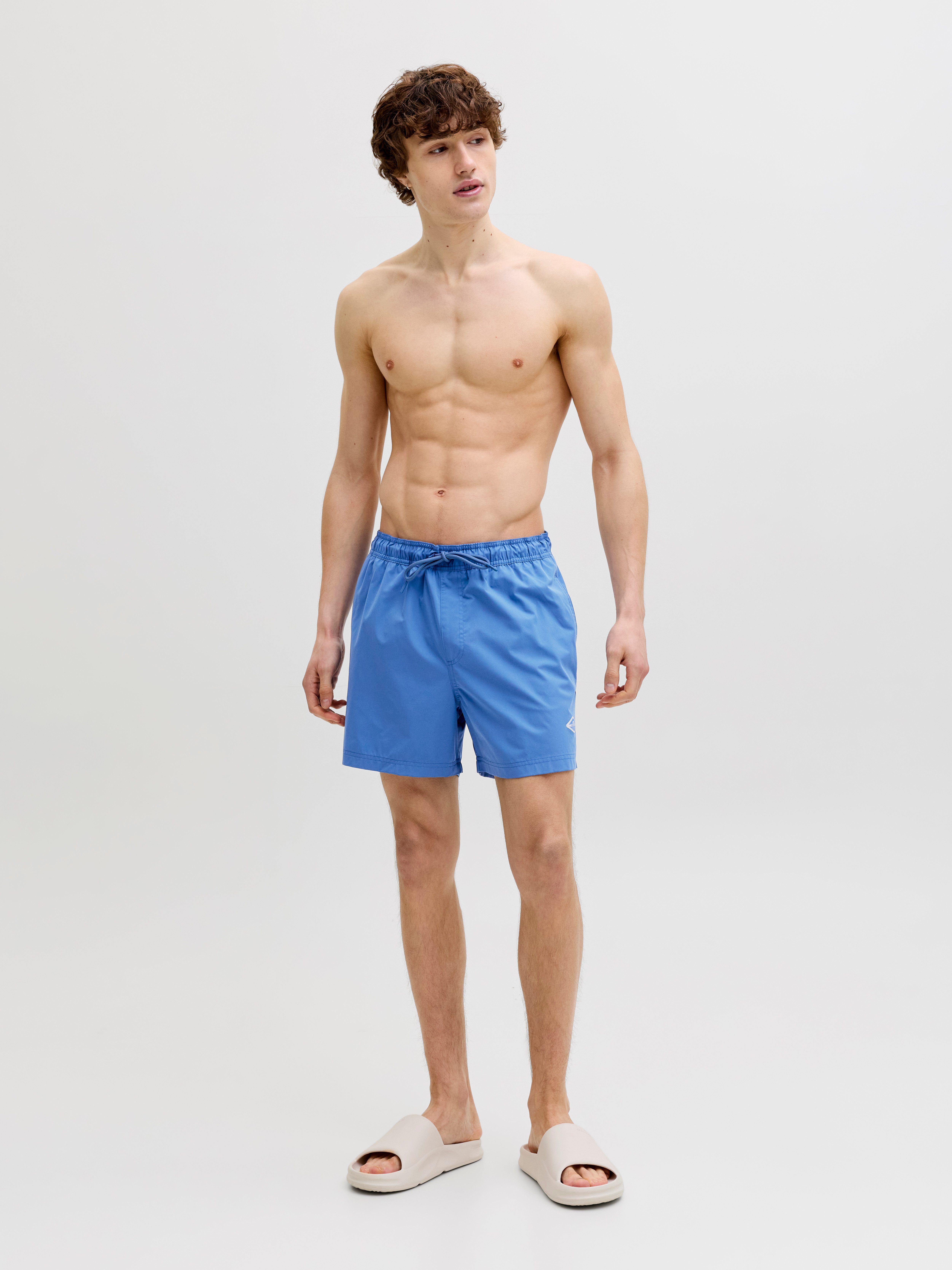 Jack & Jones Badeshorts JPSTMAUI TROPIC SOLID SWIM SHORTS SN Kunstfaser, normal geschnitten – Bild 4 von 5