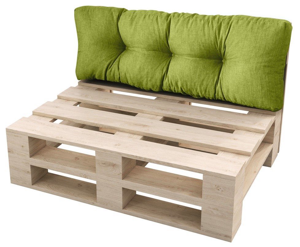 sunnypillow Rückenkissen Palettenkissen gesteppt Rückenkissen 120 x 40 x 15 cm, Grün