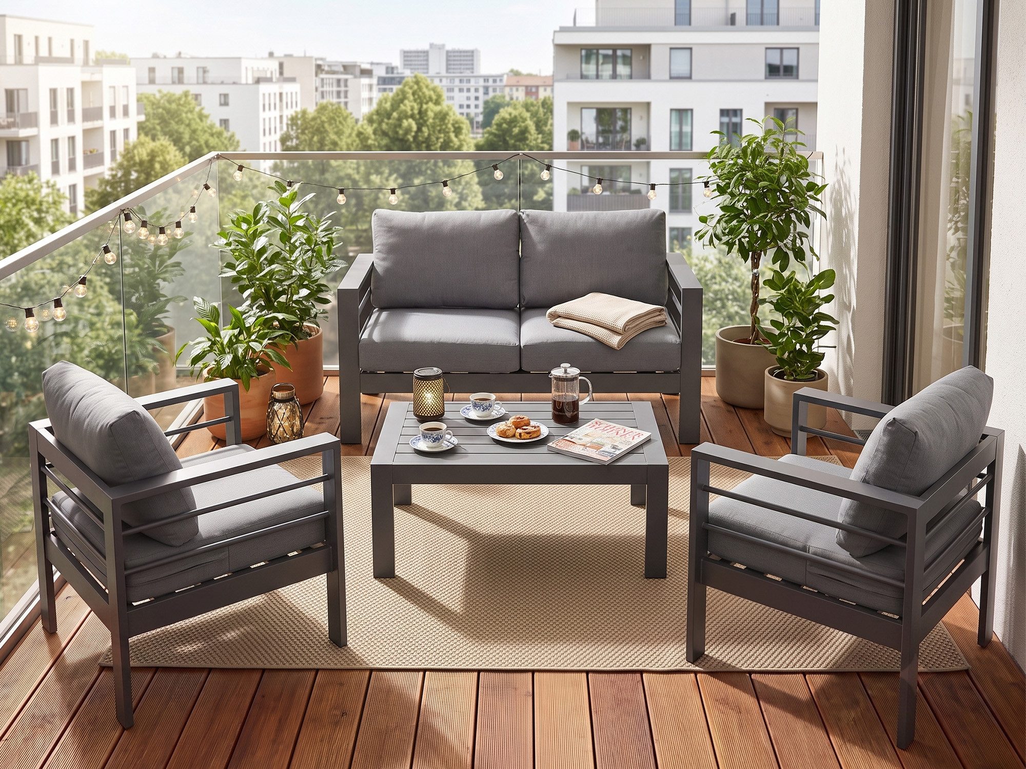 MeXo Gartenlounge-Set Aluminium Gartenmöbel Set
