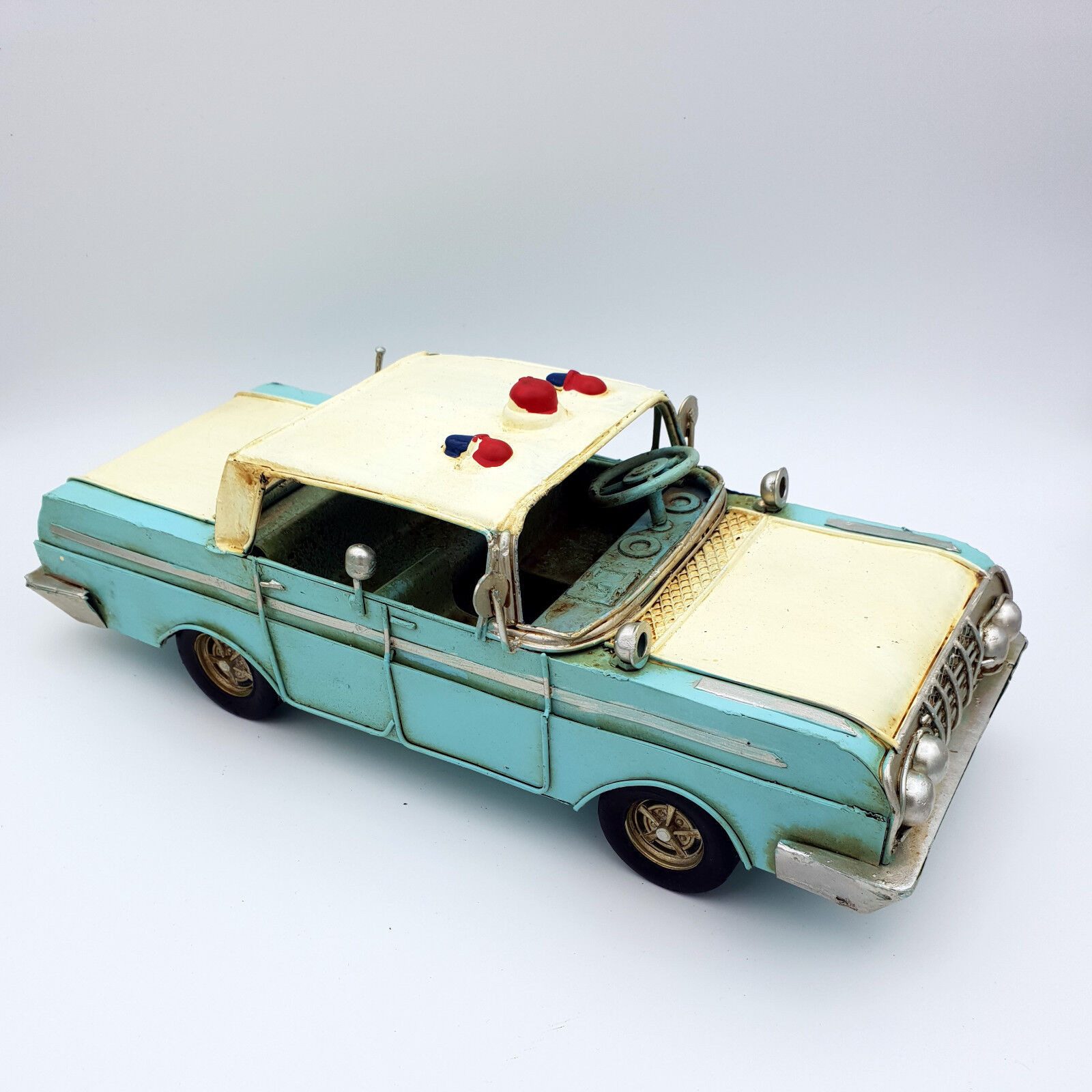 Dynasun Modellauto Car 1710D-304, (1-tlg), Auto Car Polizei 25cm Metal, Vintage Automodell Retro-Style Oldtimer