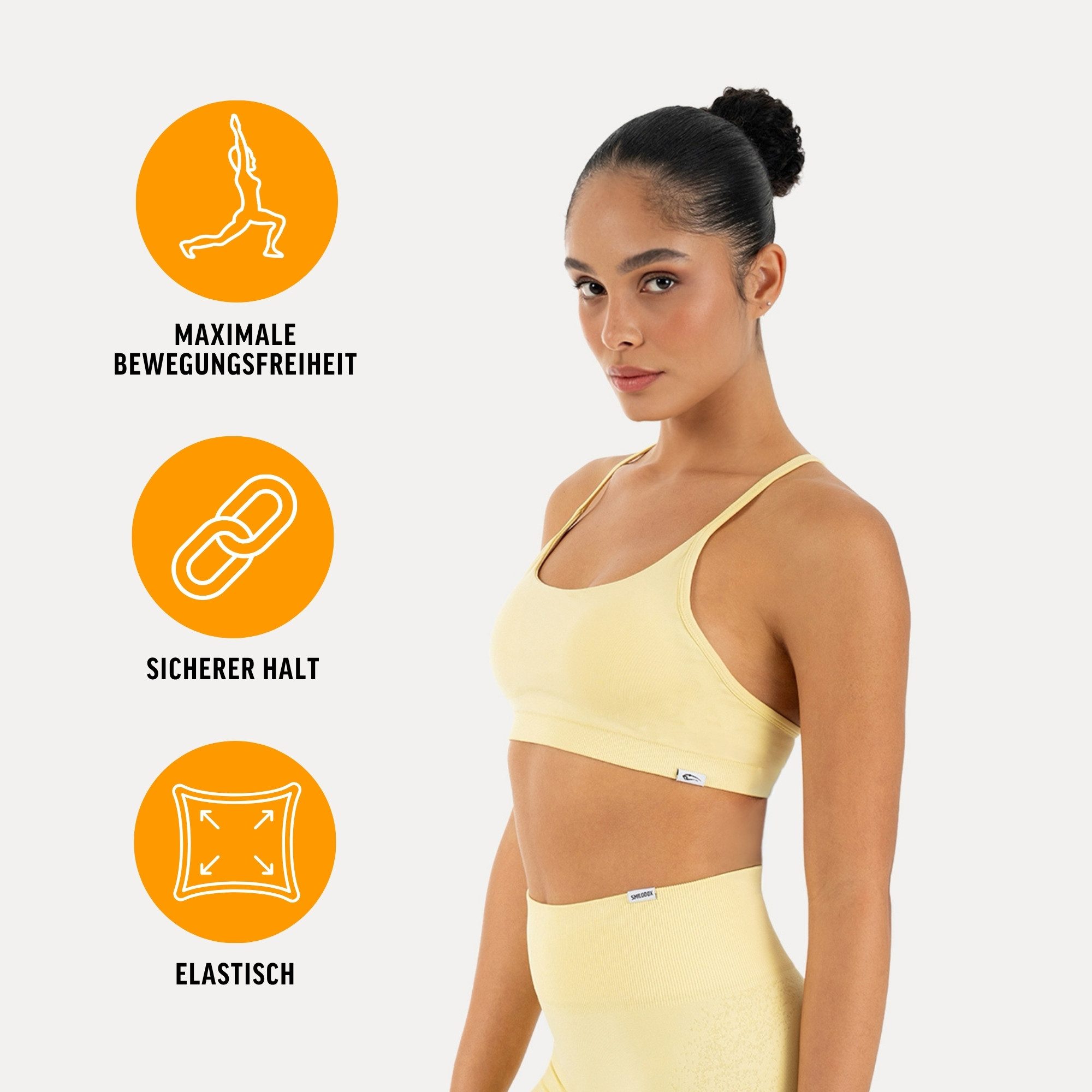 Smilodox Sport-BH Timea, Bustier Damen, Shaped Fit, Fitness Bra, Gym & Freizeit Racerback, Rippbund, elastisch, weiches Material, Stretch