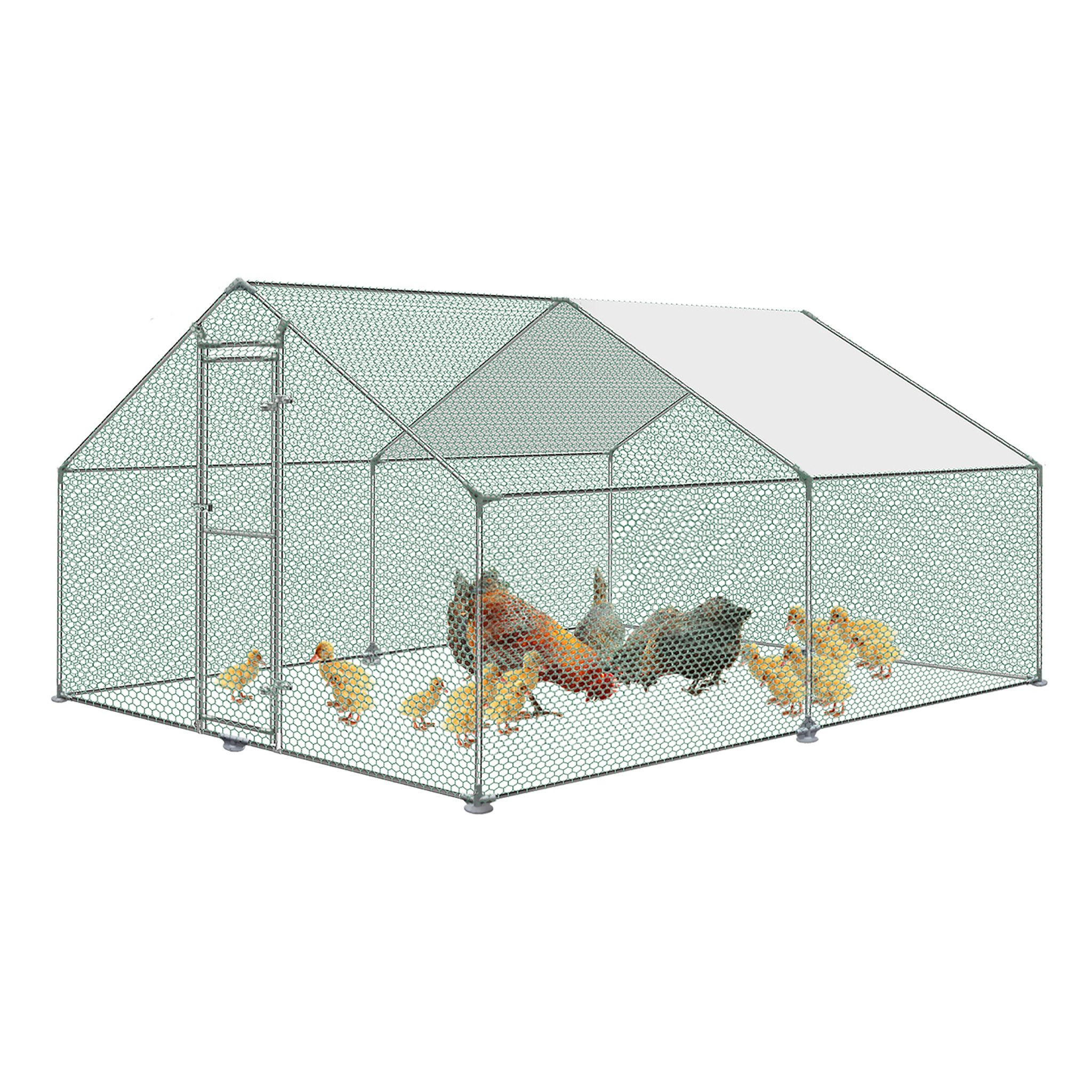 FIVMEN Hühnerstall Freilaufgehege mit Schloss Kleintierstall Freigehege, für Hühnerkäfig Vogelkäfig Kleintiere
