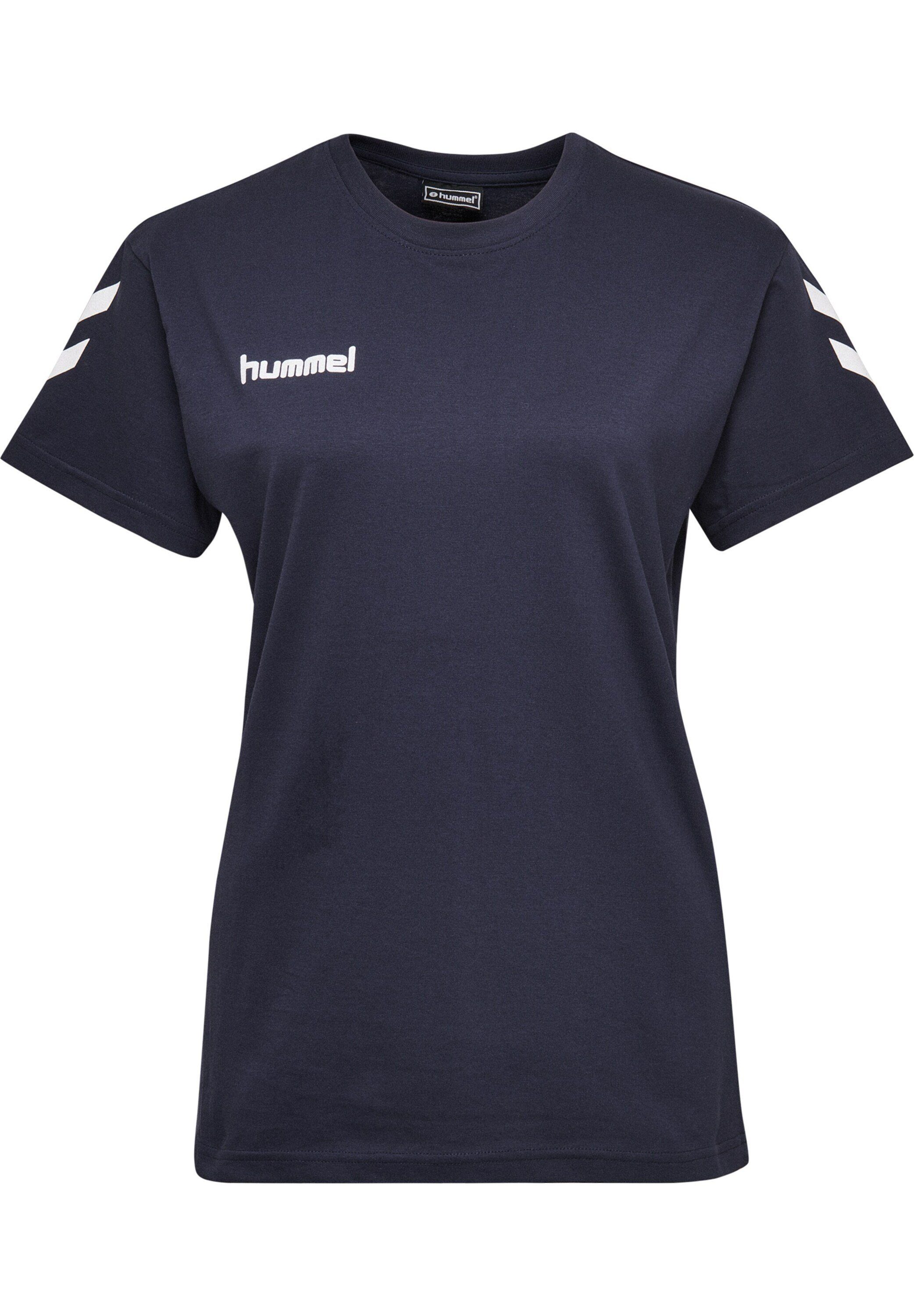 hummel T-Shirt (1-tlg) Plain/ohne Blau Seitenstreifen Details