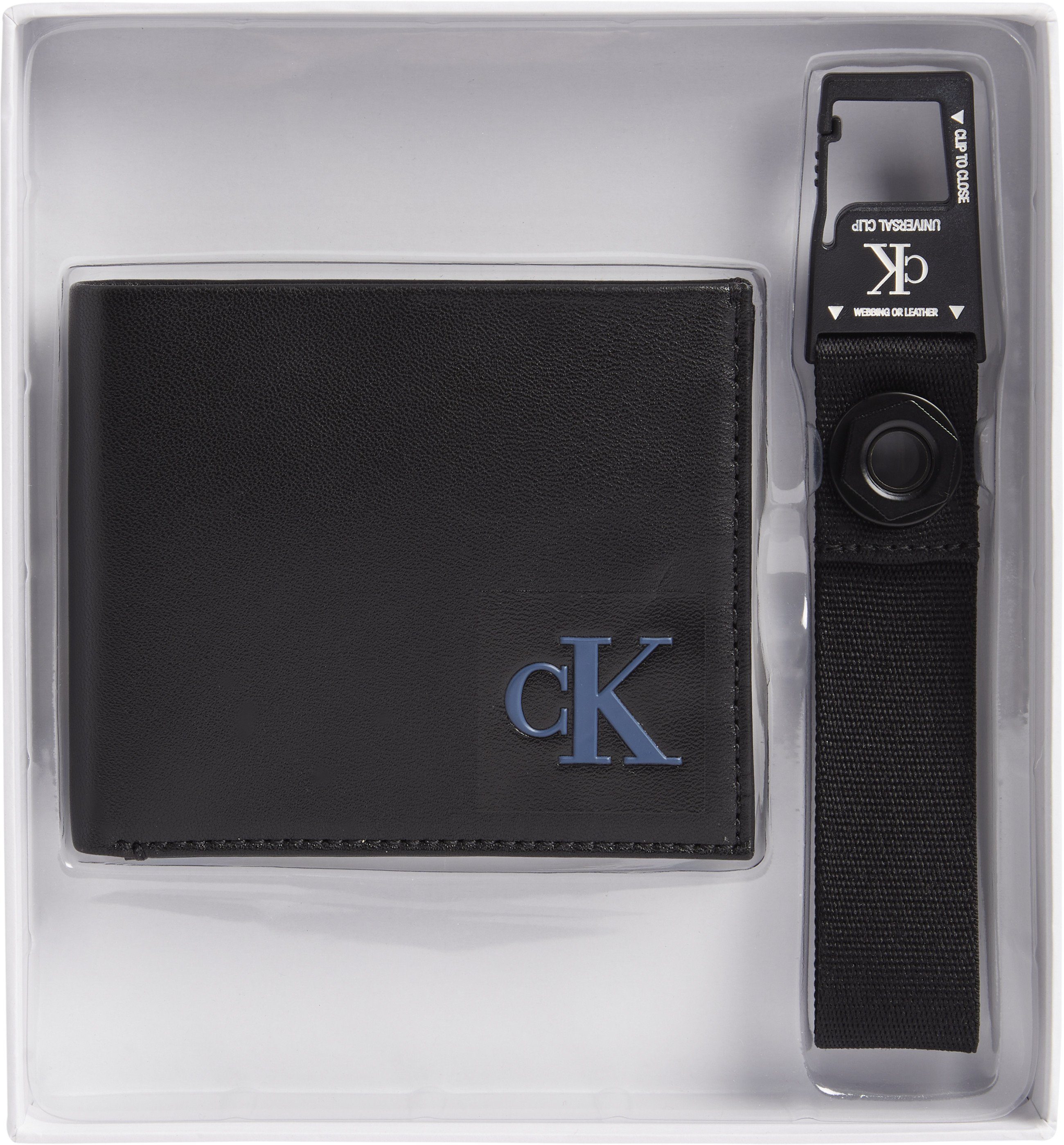 Calvin Klein mit Geldbörse Geschenkset Schlüsselanhänger schönes Jeans BIFOLD KEYFOB, W/COIN+CARABINER