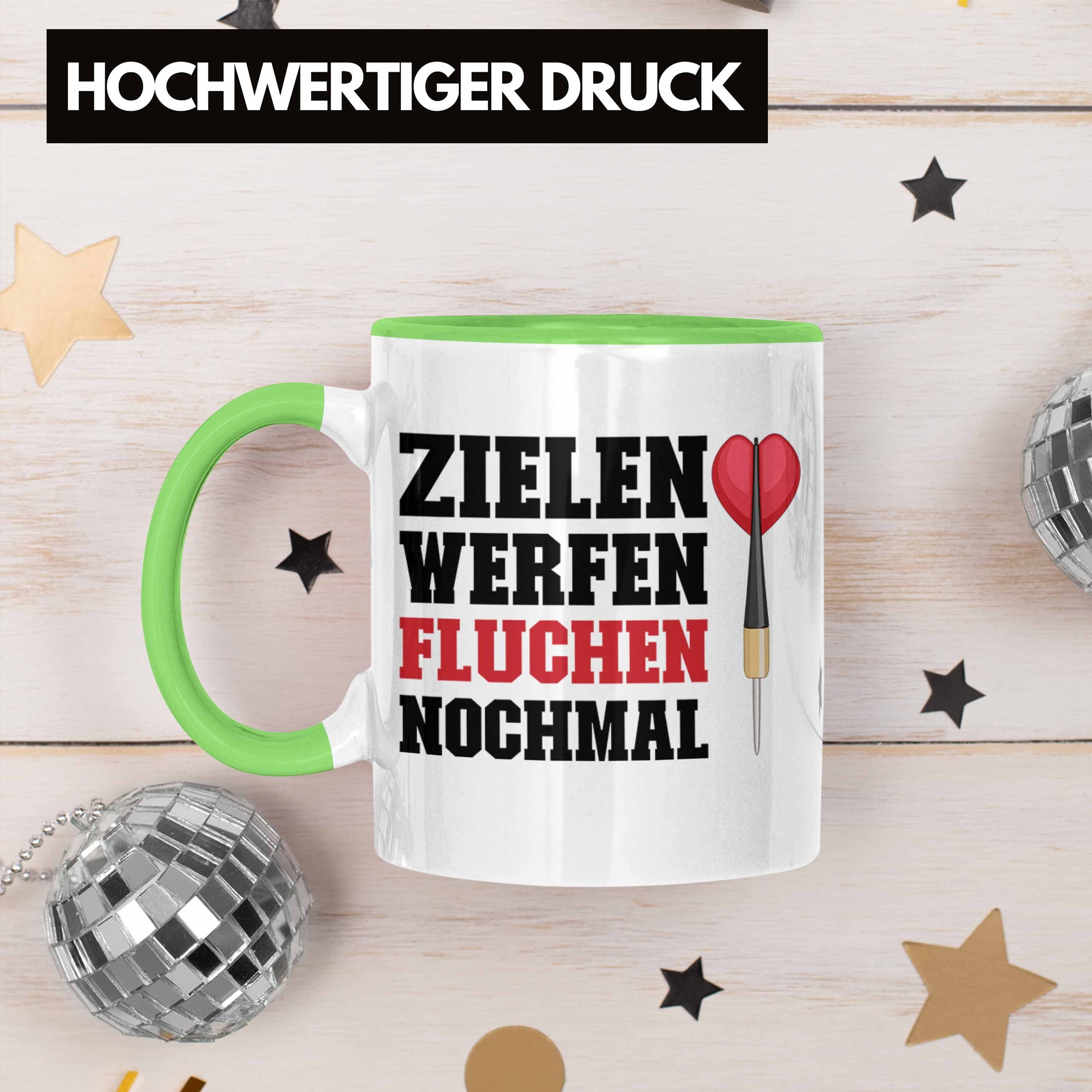 Nochmal Werfen Männer Tasse Geschenkidee Dart-Spieler Zielen Dartpfeil - Spruch Fluchen Dart Trendation Trendation Tasse Grün