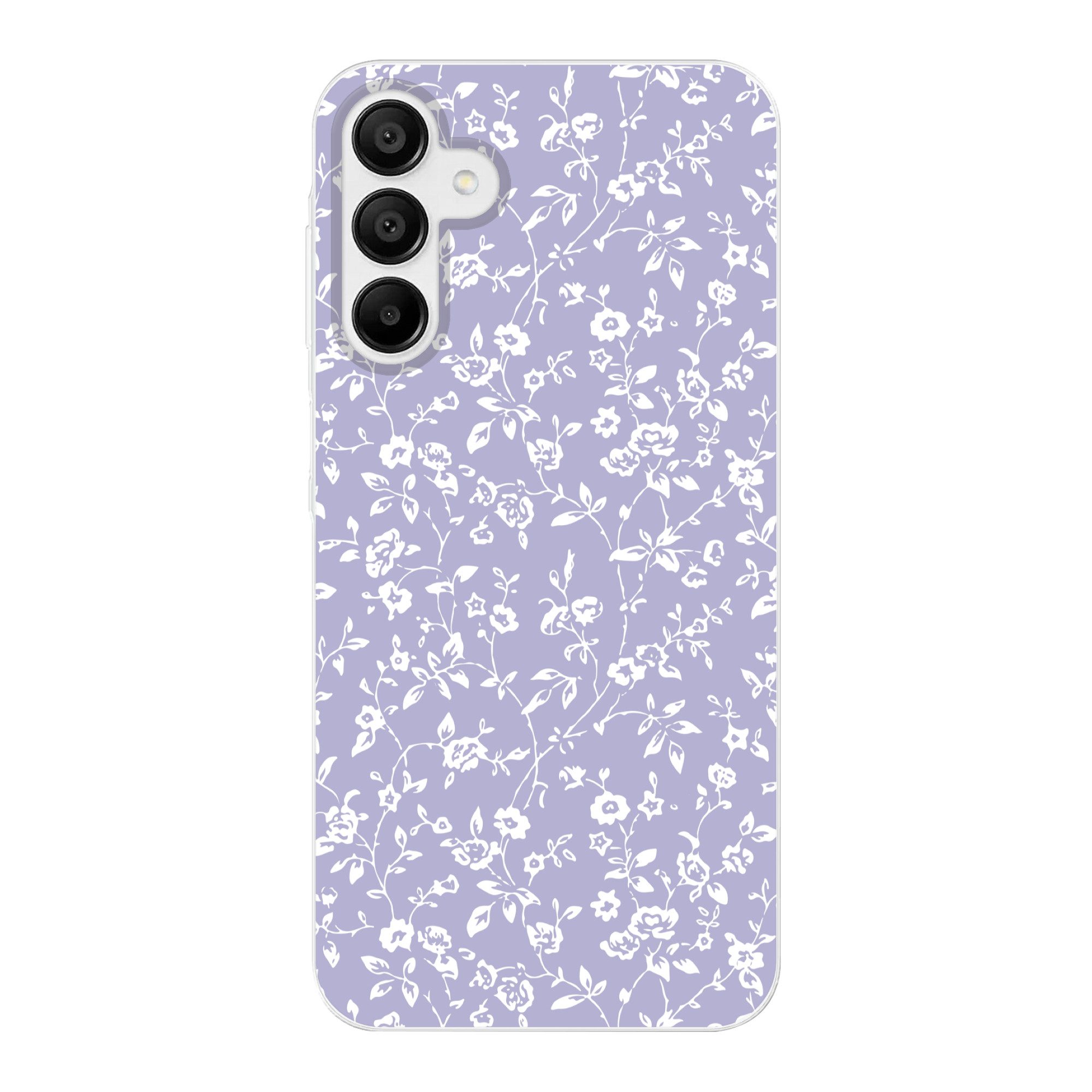 Handyhülle für Samsung Galaxy A15 Florales Muster - Lila - Weiß - Blumen
