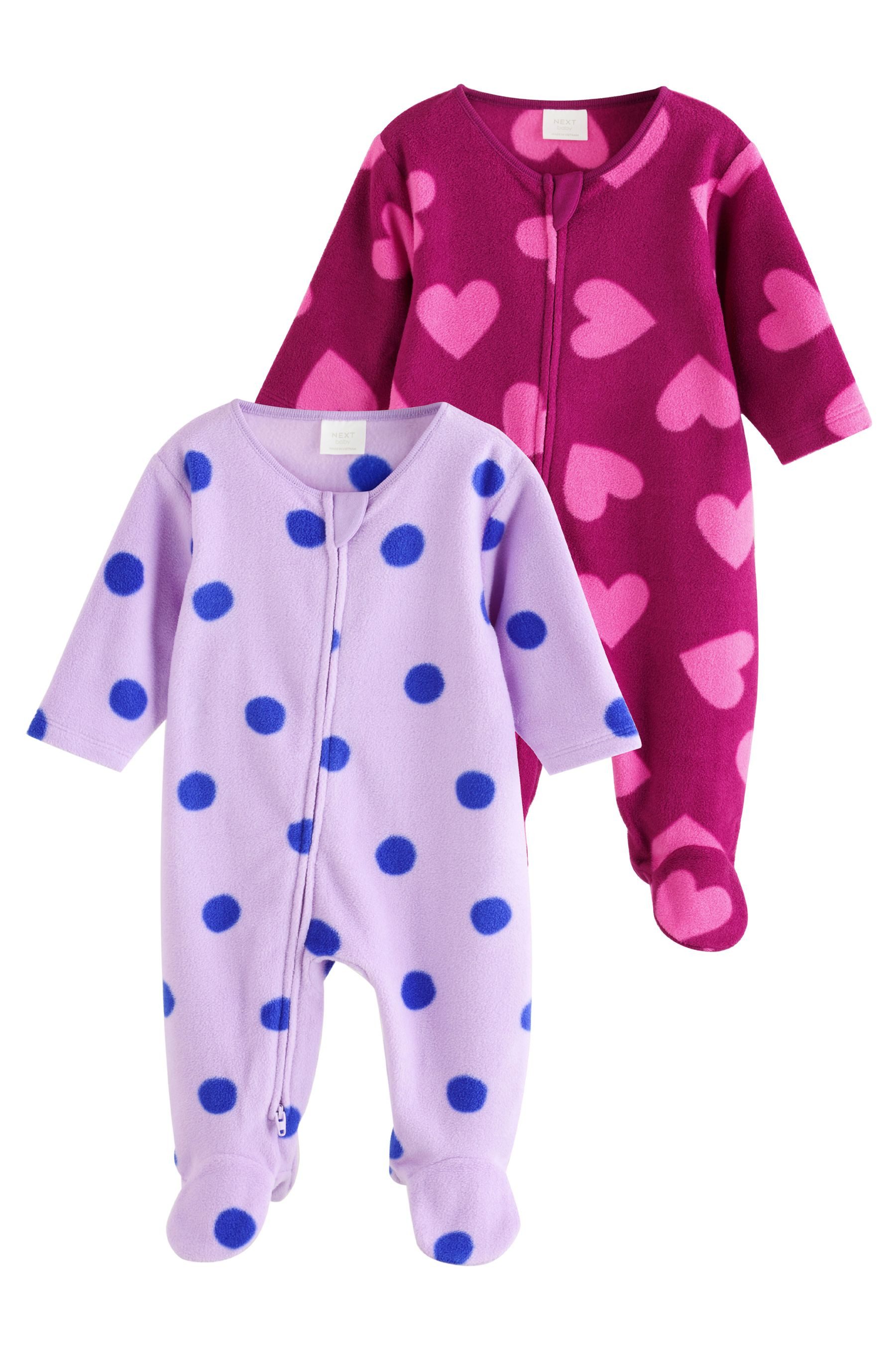 Next Schlafoverall 2er-Pack Schlafanzug aus Mikrofleece mit 2-Wege-RV (2-tlg)