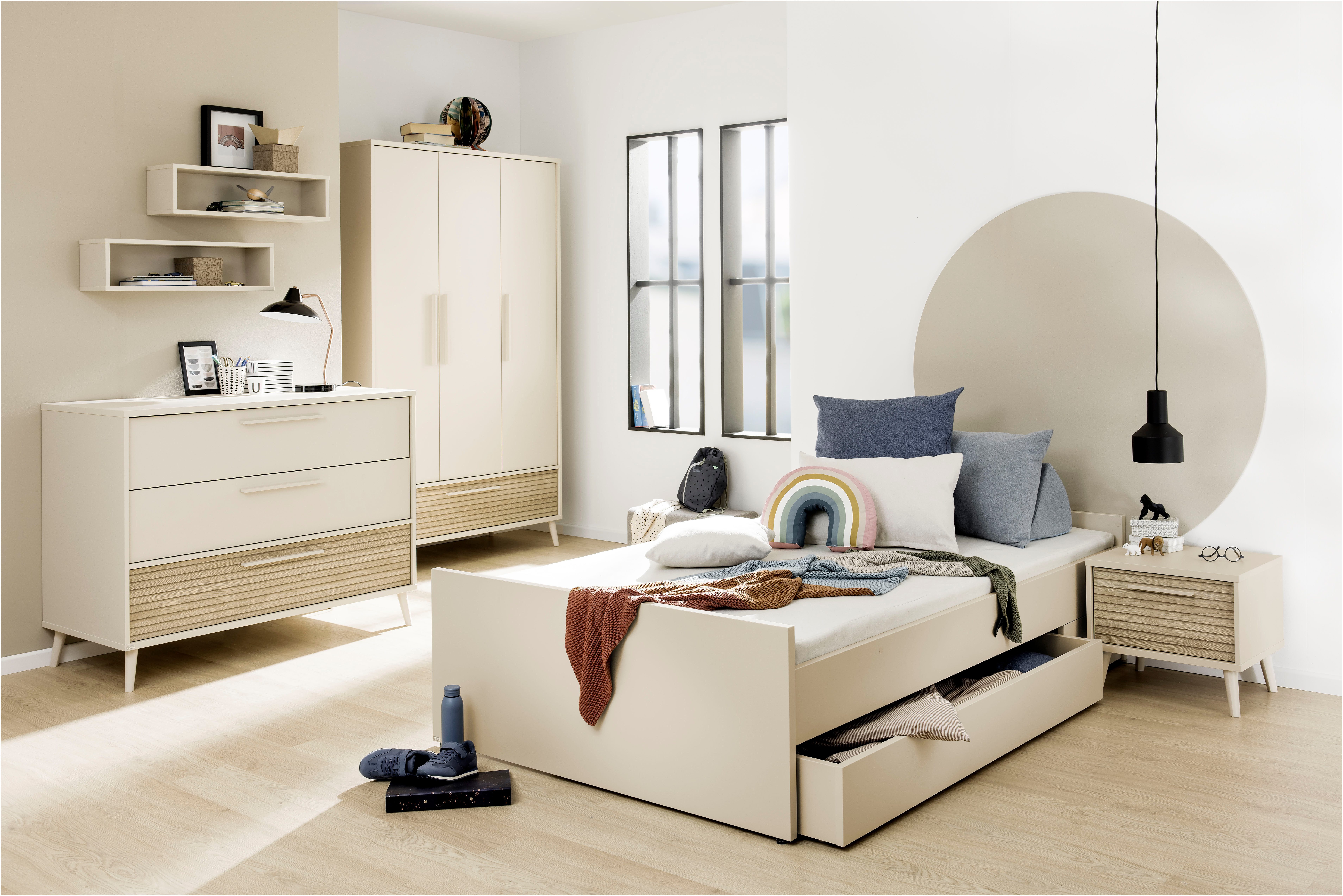 PAIDI Nachtkommode EEFJE in Beige, Schublade mit Soft-Close, verschiedene Ausführungen (B/H/T ca. 48/43/41cm), moderner und langlebiger Nachttisch aus Holz, geprüfte Qualität