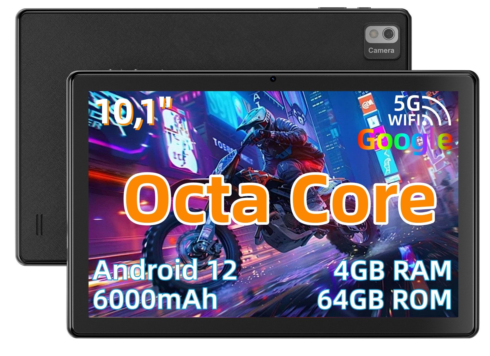 MENGHU 10,1 Zoll Kinder Tablet Octa Core 8GB RAM 128GB Speicher 5G WiFi Grafiktablett (120 GB, Android 12, BT5.0)