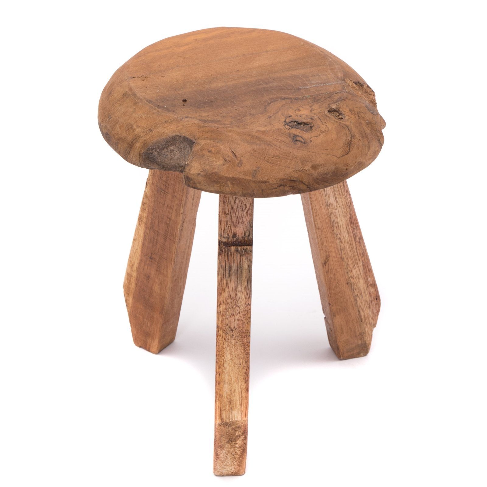 CREEDWOOD Hocker RUNDER HOCKER "HEIDI", 39 cm, Altholz massiv Holz, Melk Schemel