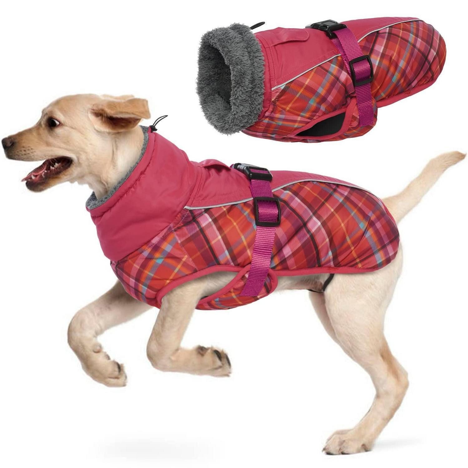 LuxusKollektion Hundemantel Hundemantel Winter Rot Kariert